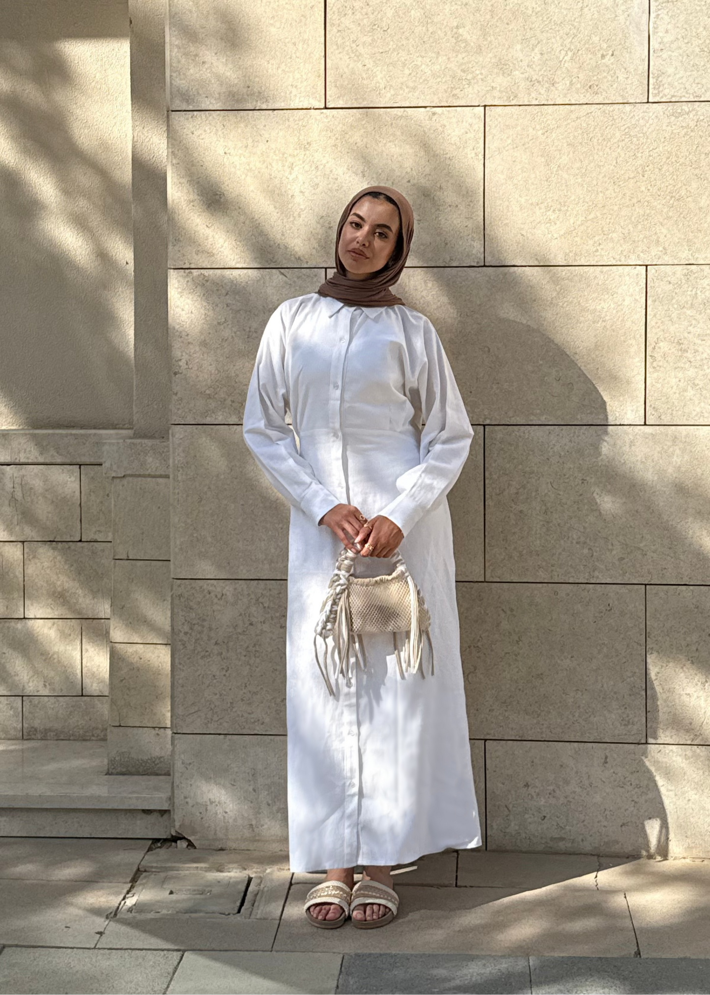 Linen Flow Shirt Dress in Eggshell