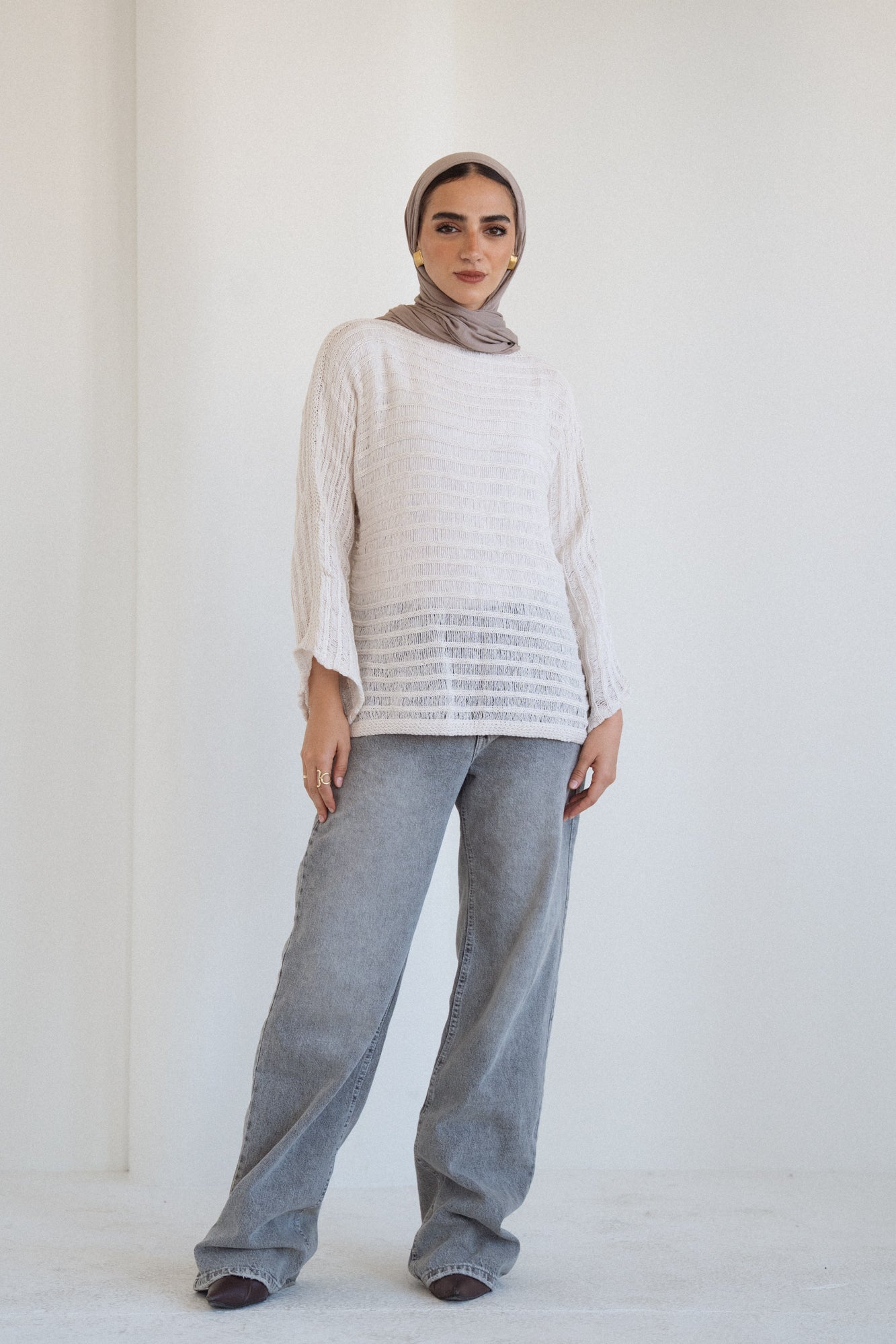 Textured Knit Top in Offwhite