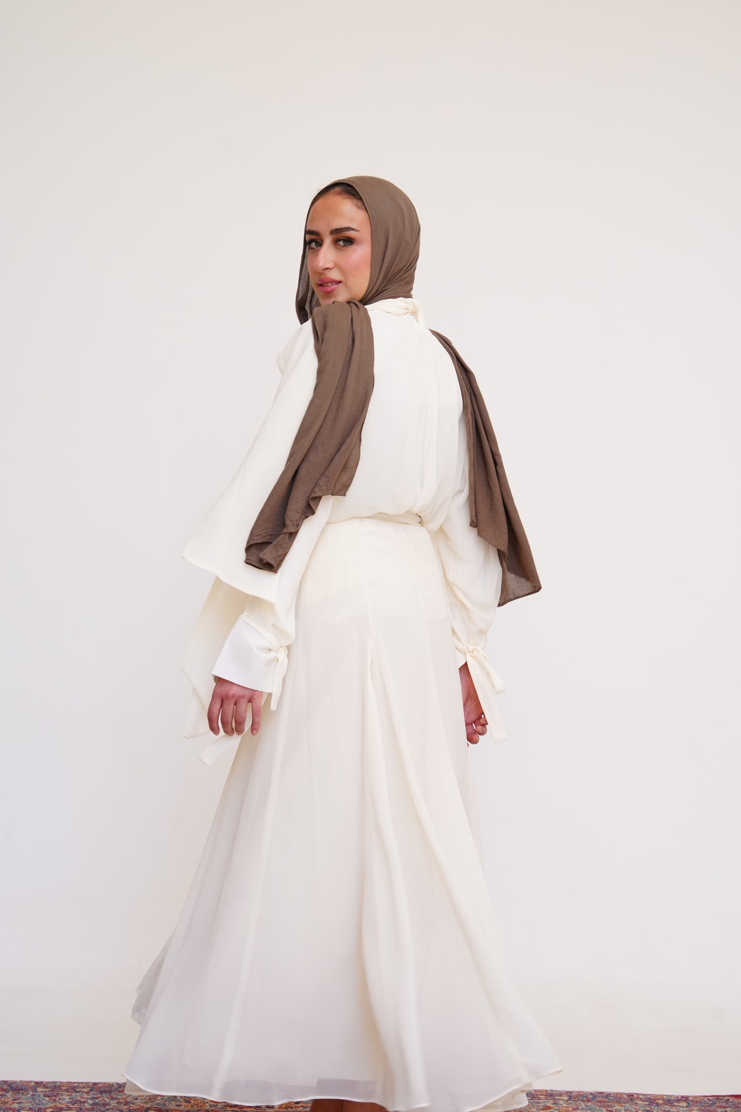 Layali Chiffon Skirt in Cream Offwhite