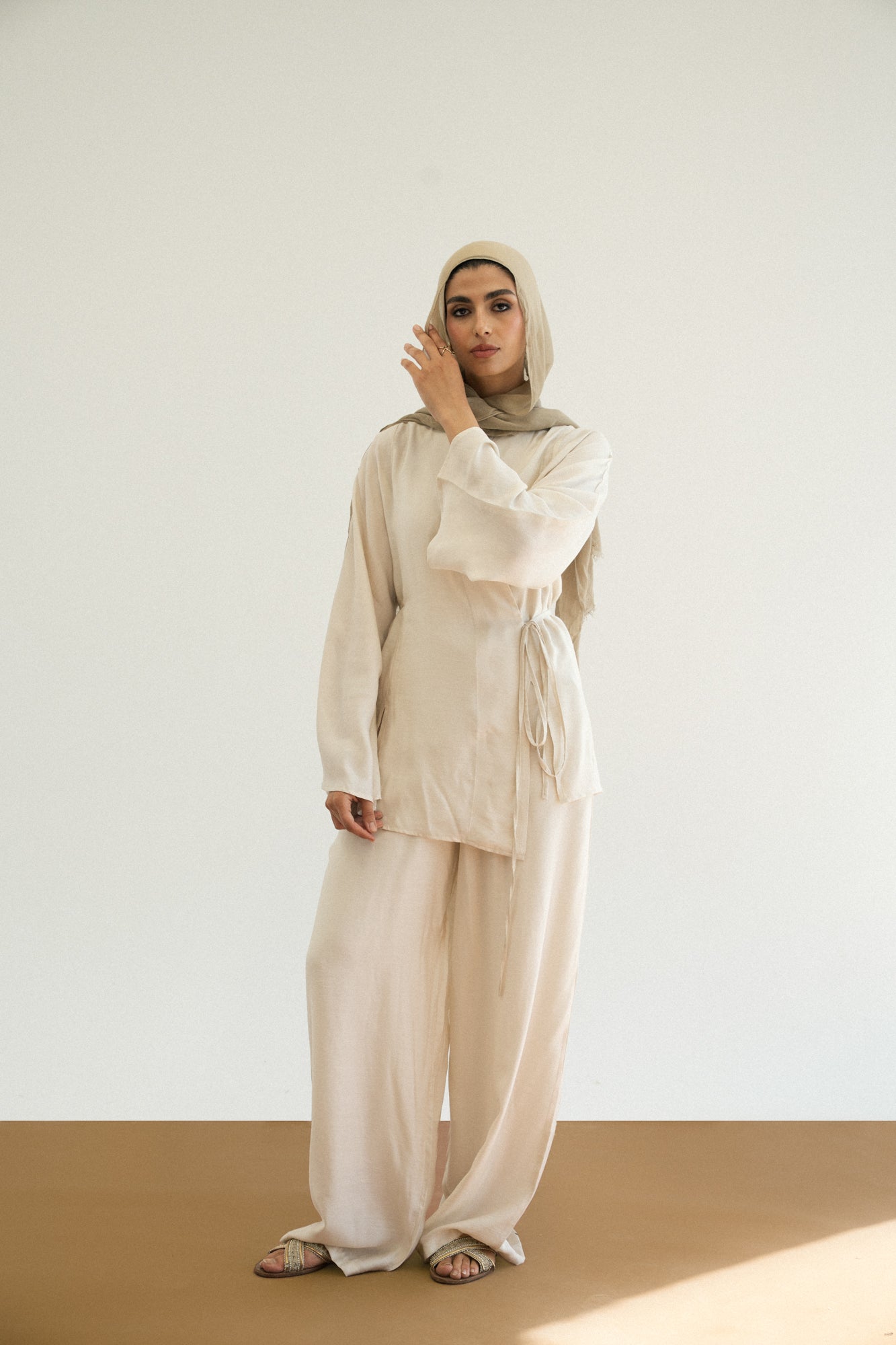 Soft Flowy Set in Cream Beige
