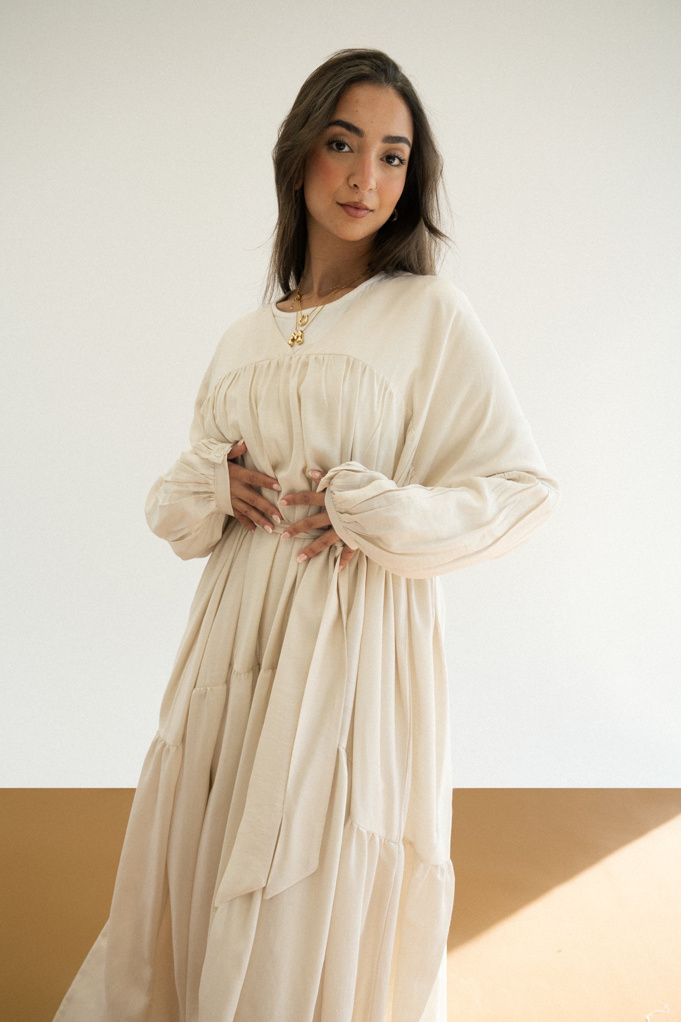Flowy Dress in Cream Beige