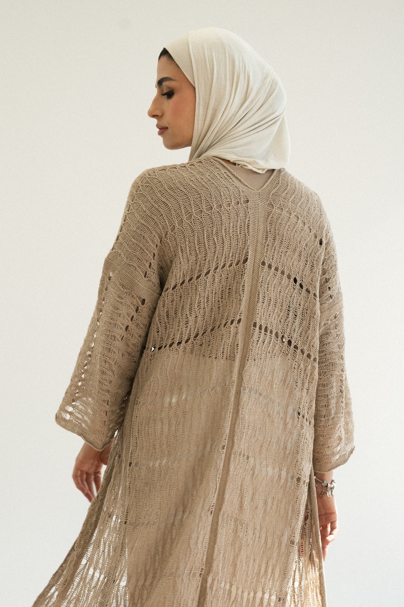Knit Fringe Cardigan in Cafe