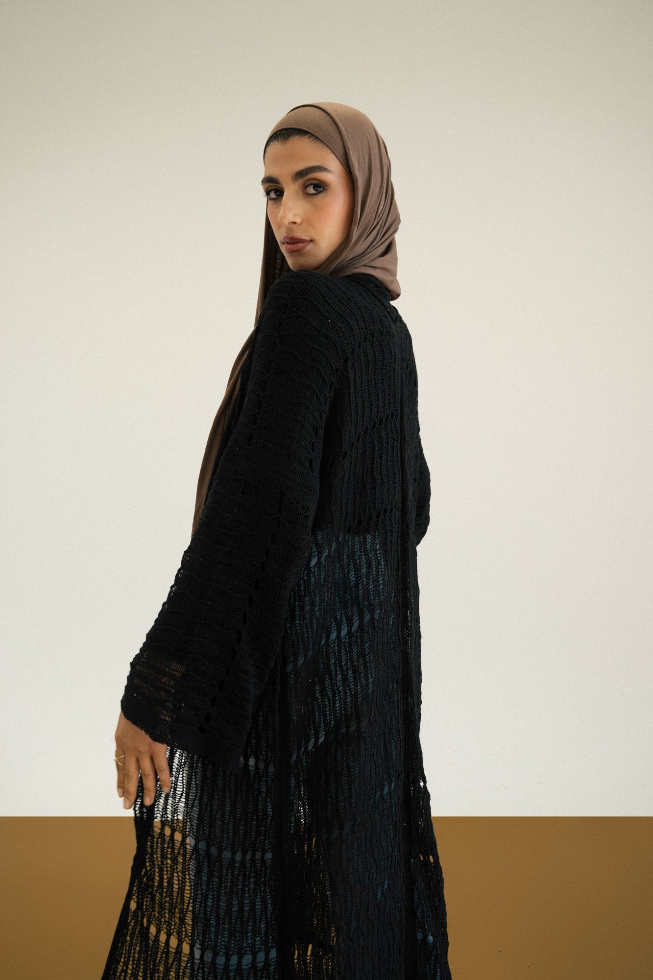 Knit Fringe Cardigan in Black