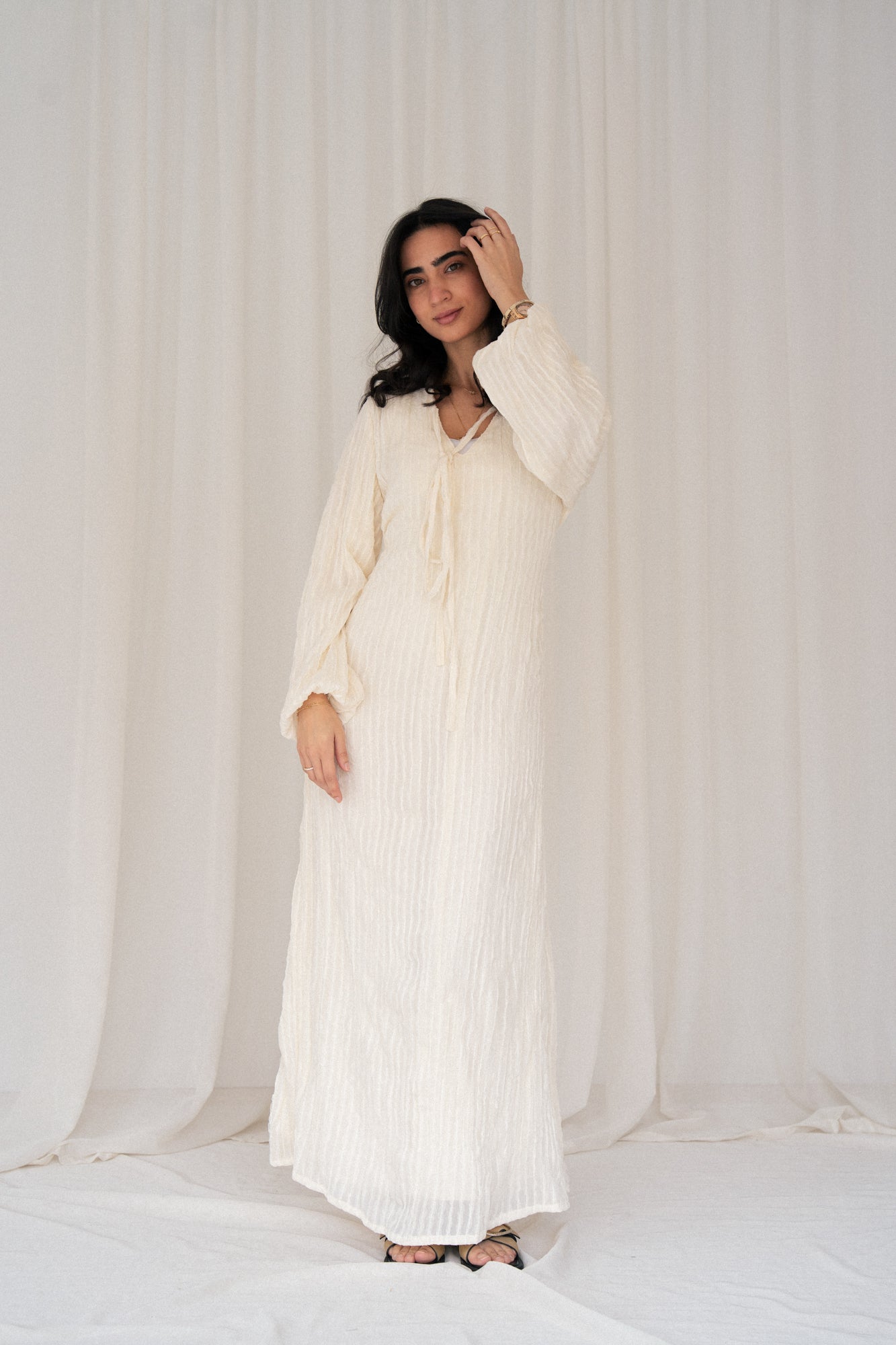 Spring Chiffon Dress in Ivory