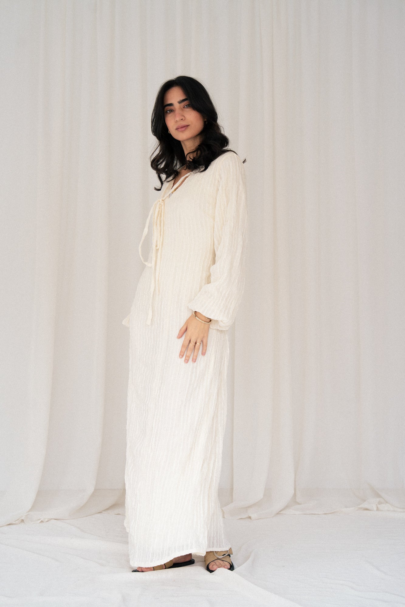 Spring Chiffon Dress in Ivory