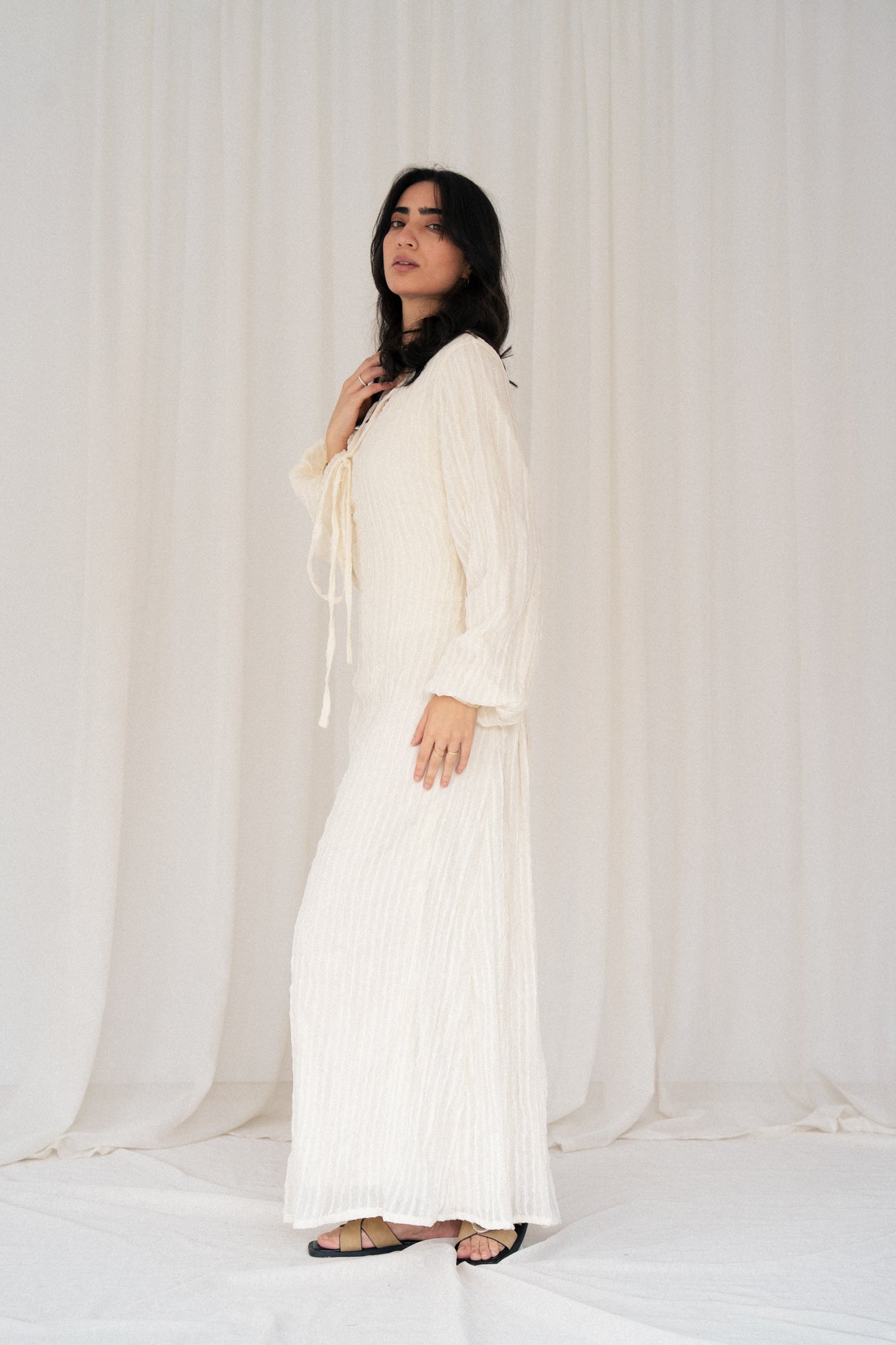 Spring Chiffon Dress in Ivory