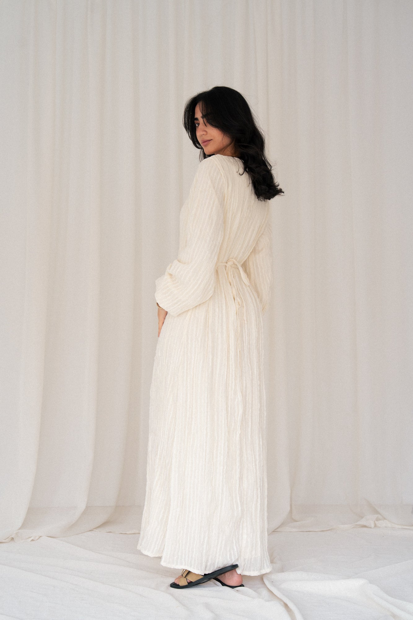 Spring Chiffon Dress in Ivory