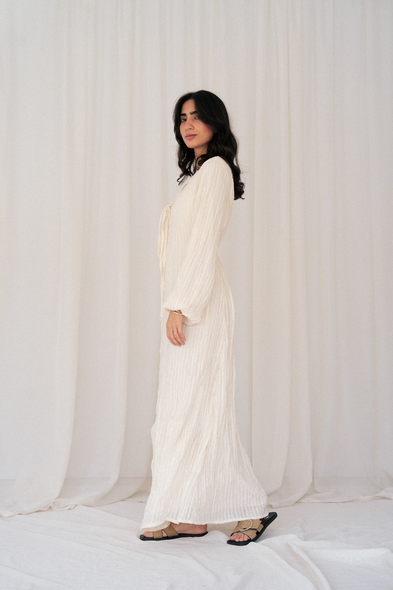 Spring Chiffon Dress in Ivory