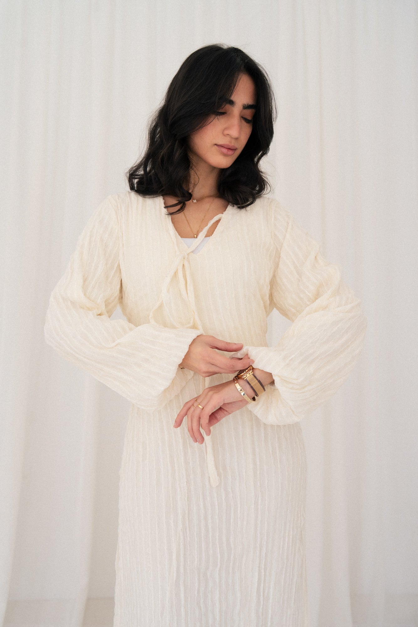 Spring Chiffon Dress in Ivory