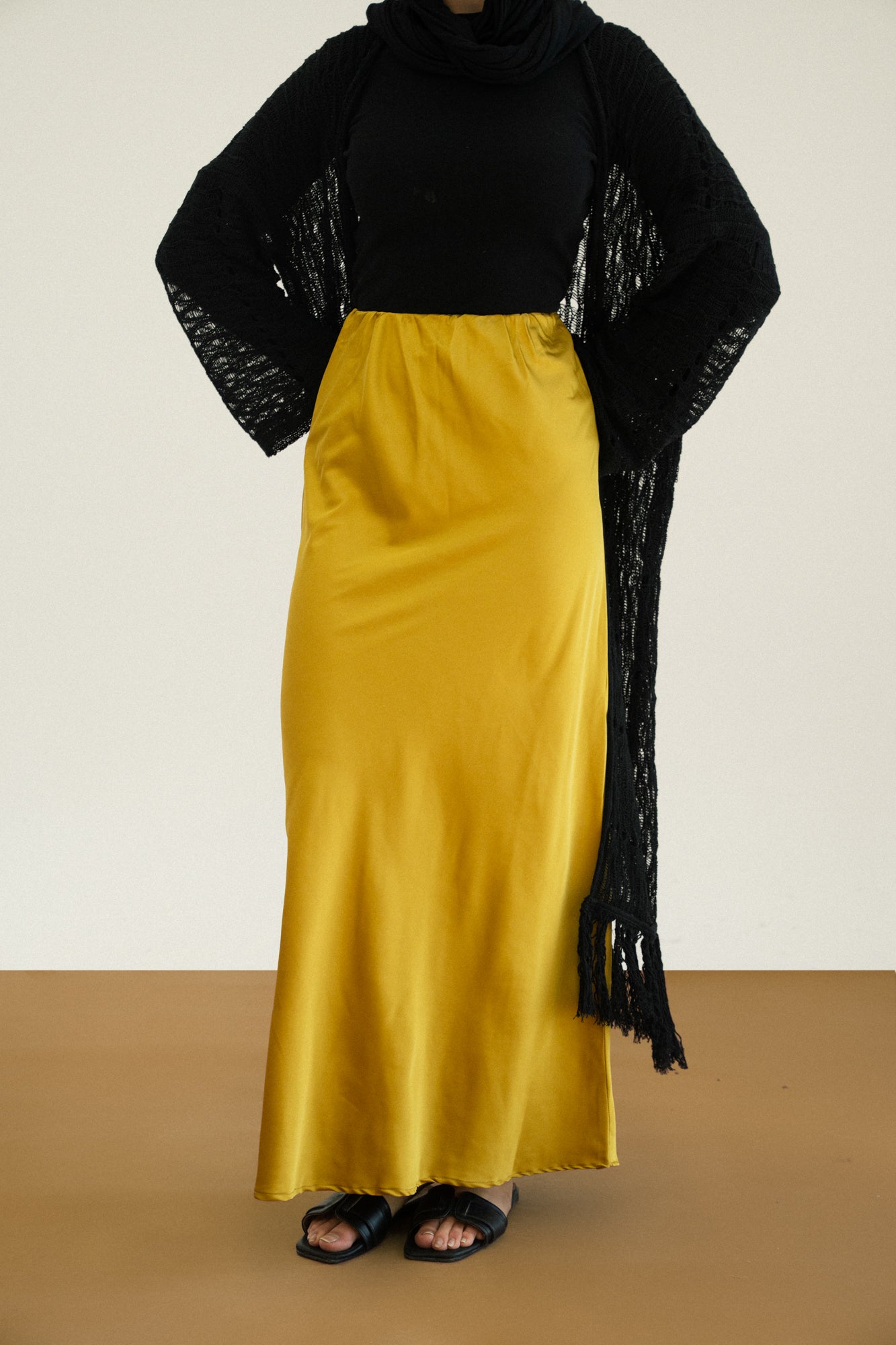 Luxe Satin Maxi Skirt in Lime Green