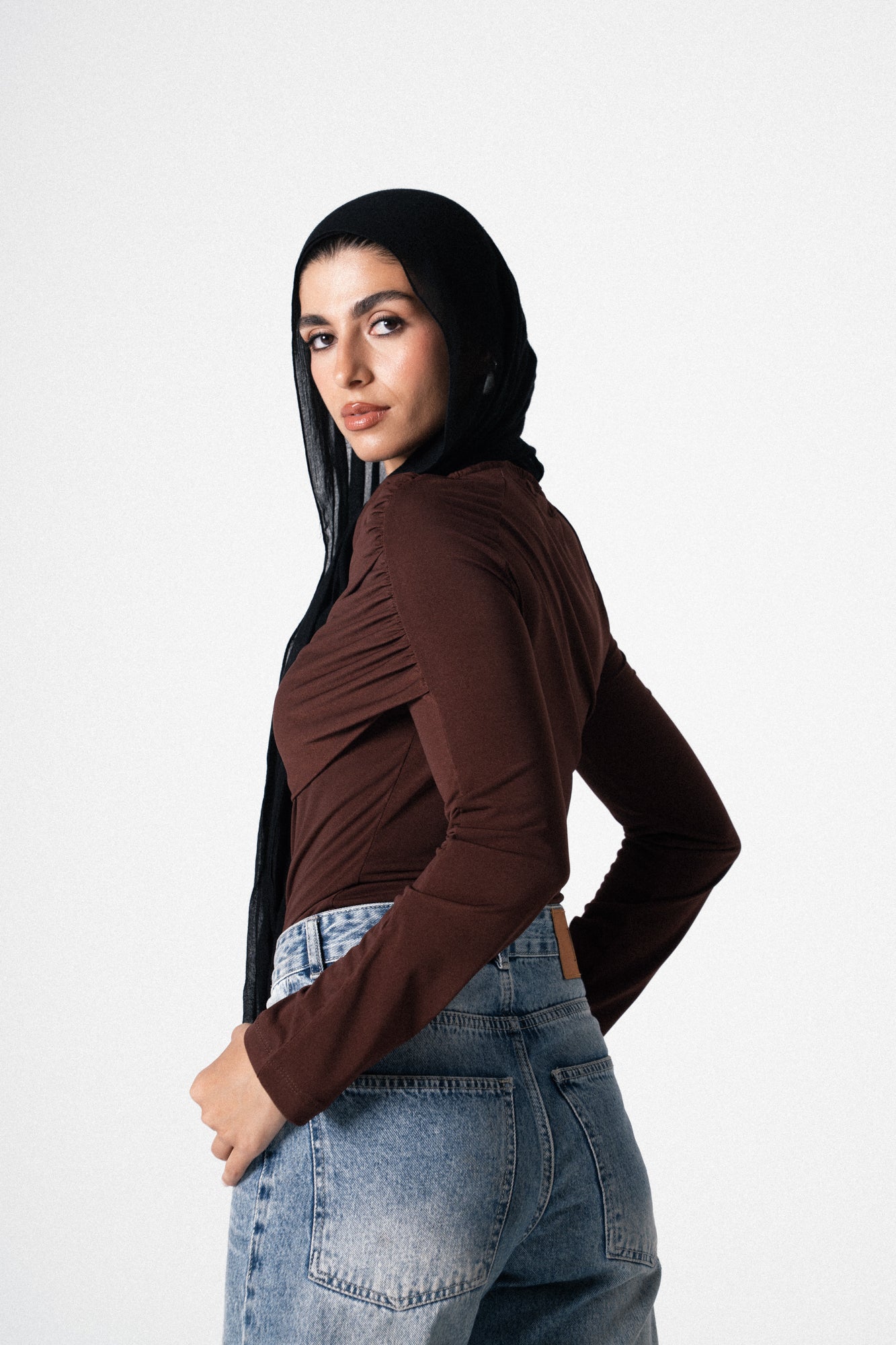 The Drape Top in Brown