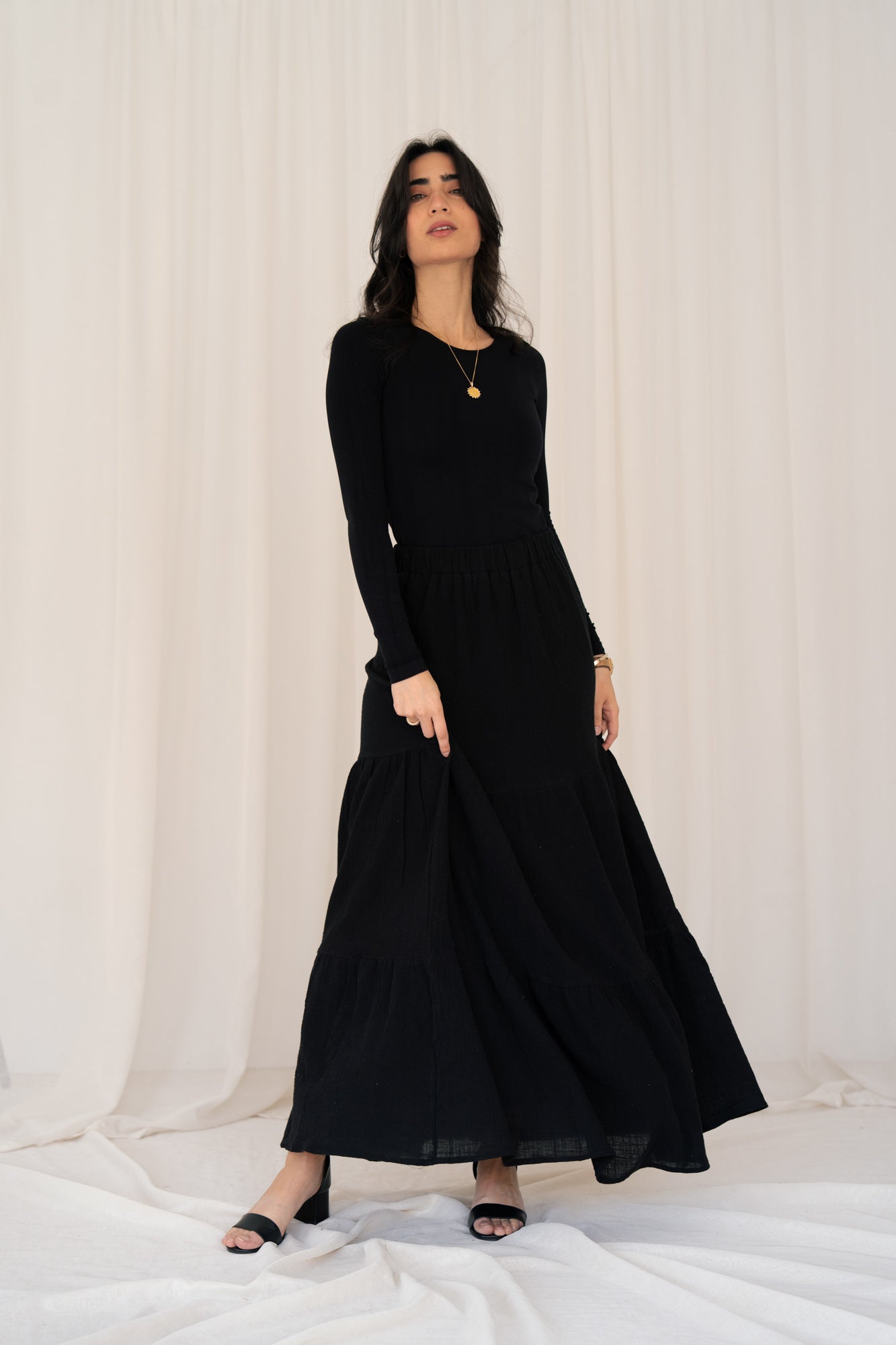 Summer Linen Skirt in Black