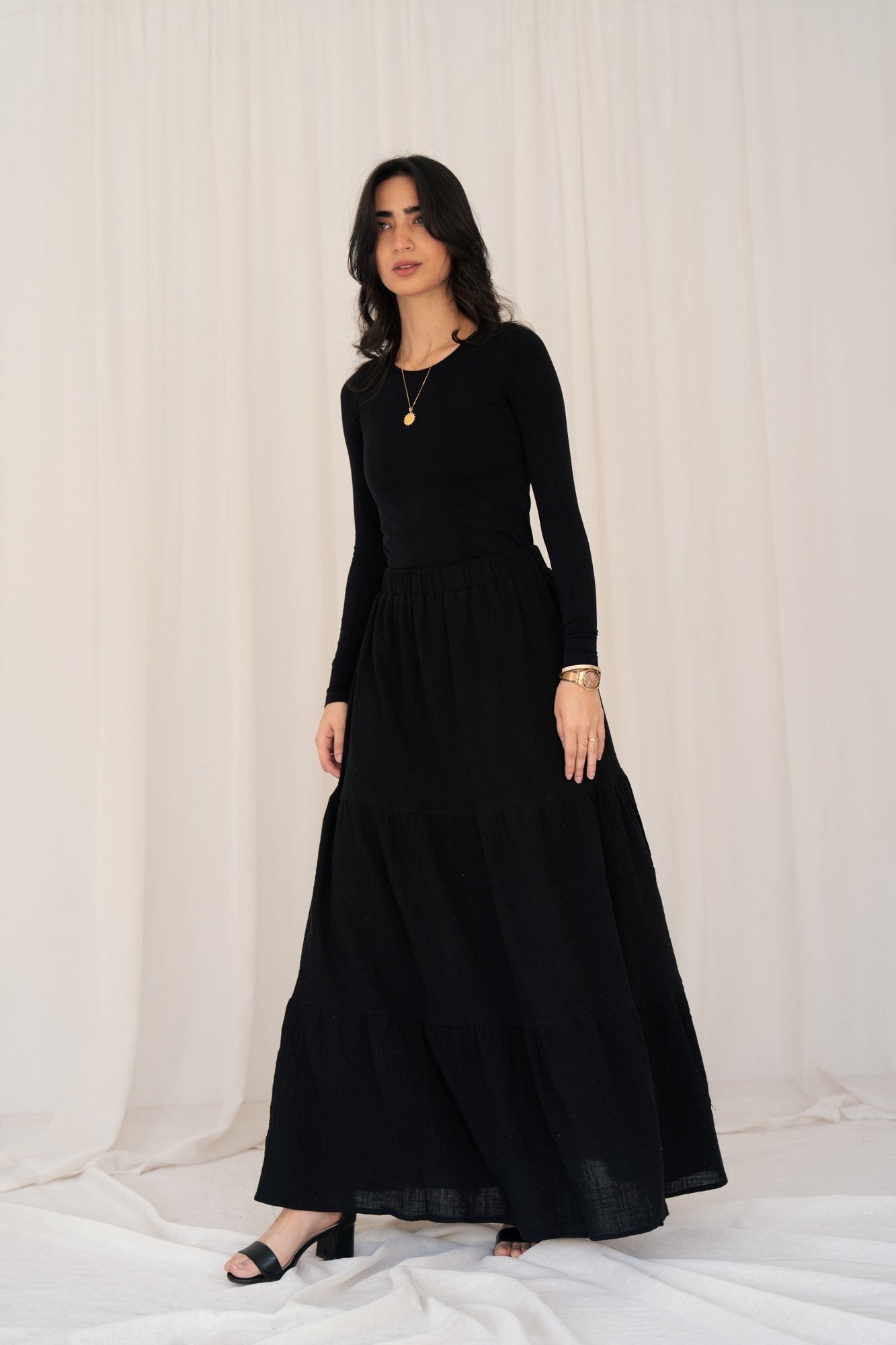 Summer Linen Skirt in Black