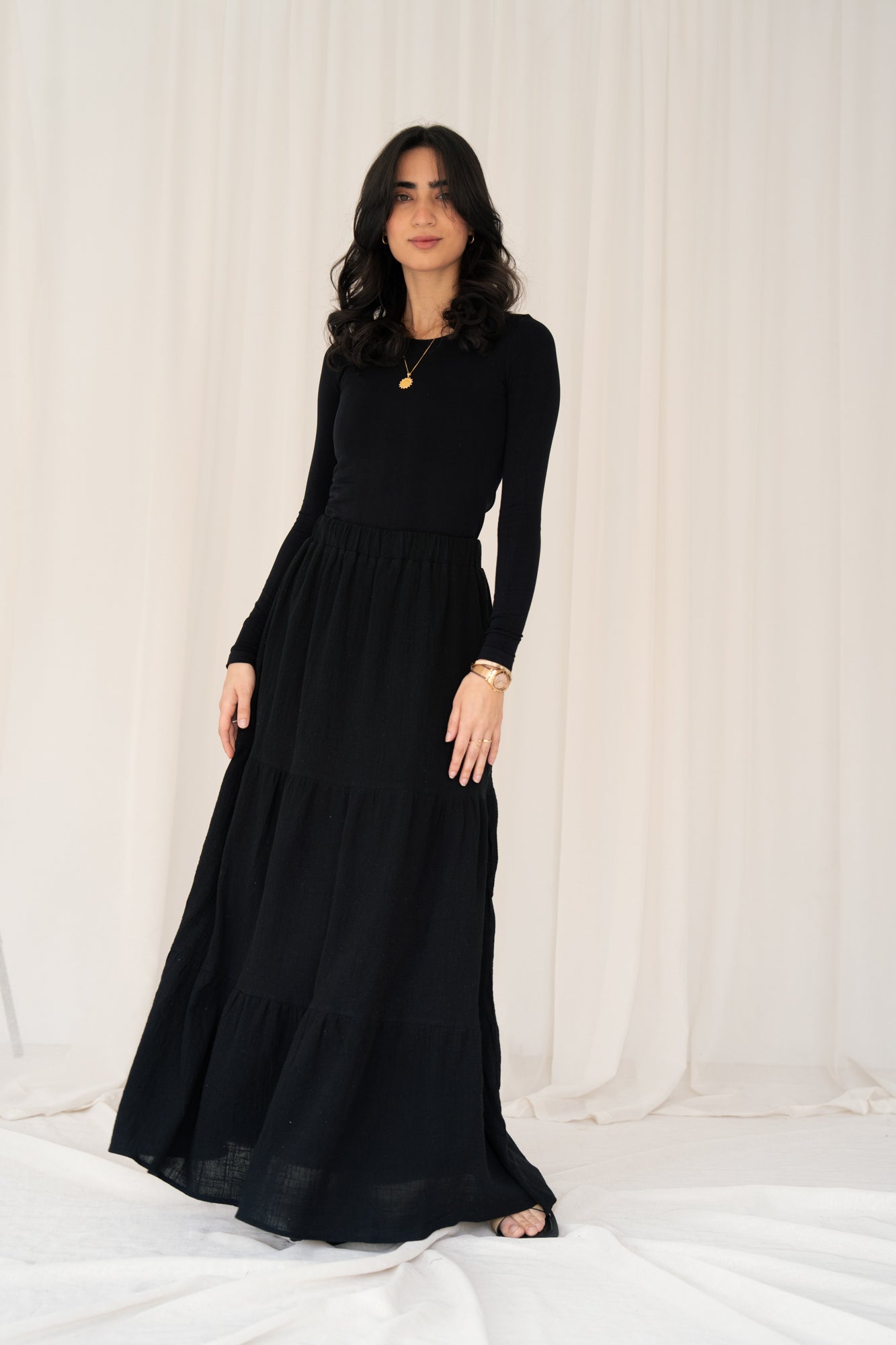 Summer Linen Skirt in Black