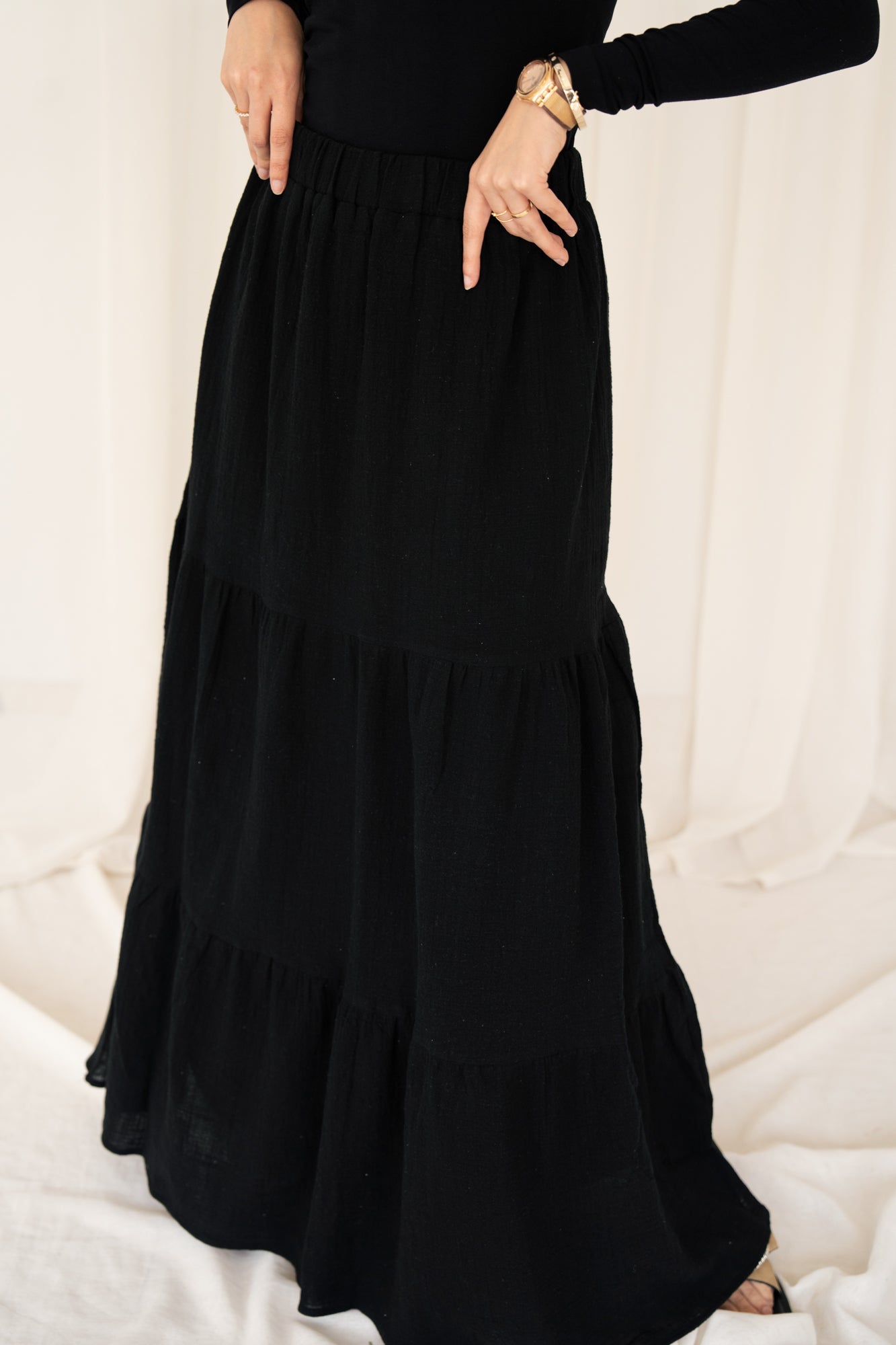 Summer Linen Skirt in Black