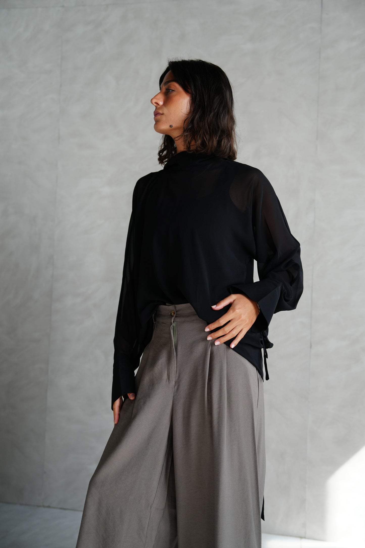 Layali Chiffon Blouse in Black