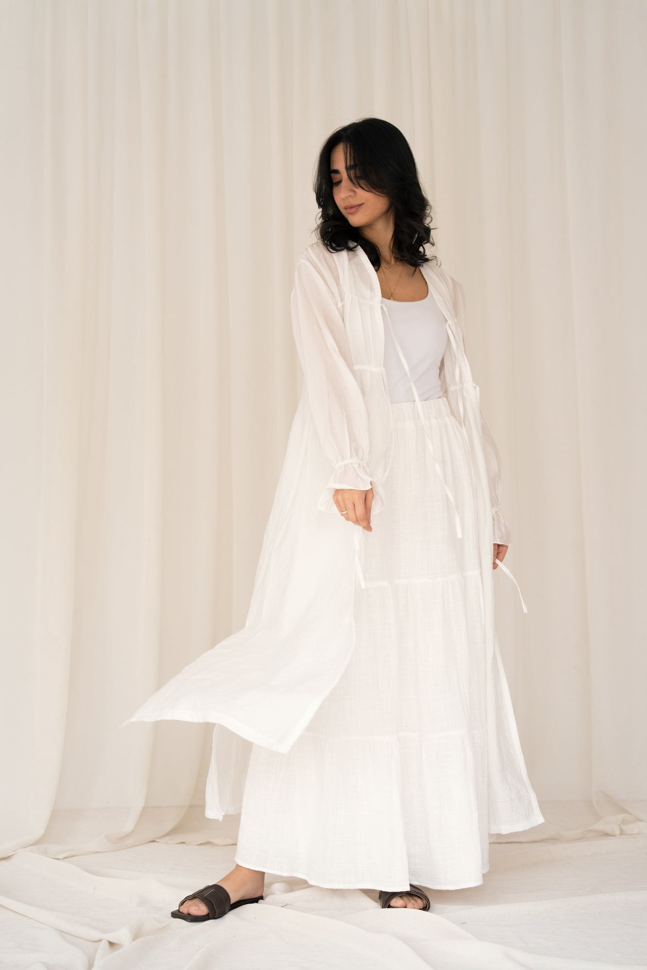 Summer Linen Skirt in White
