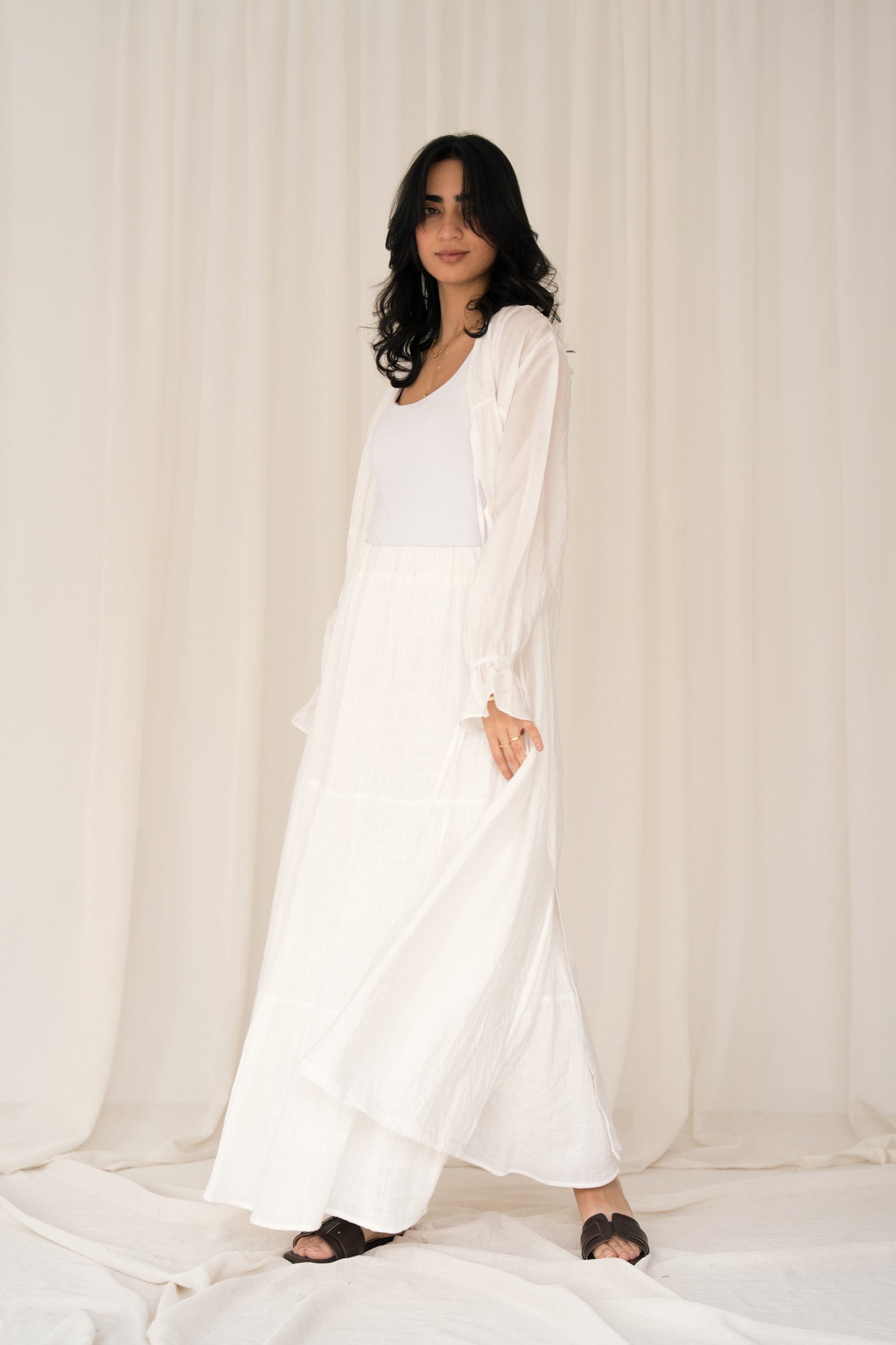 Summer Linen Skirt in White