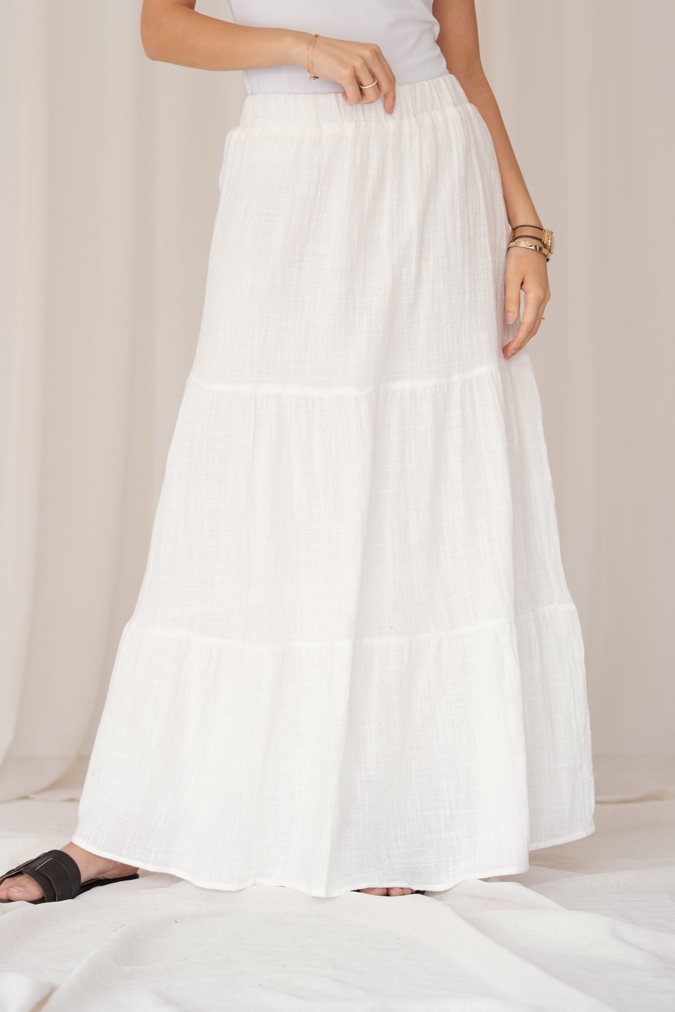 Summer Linen Skirt in White