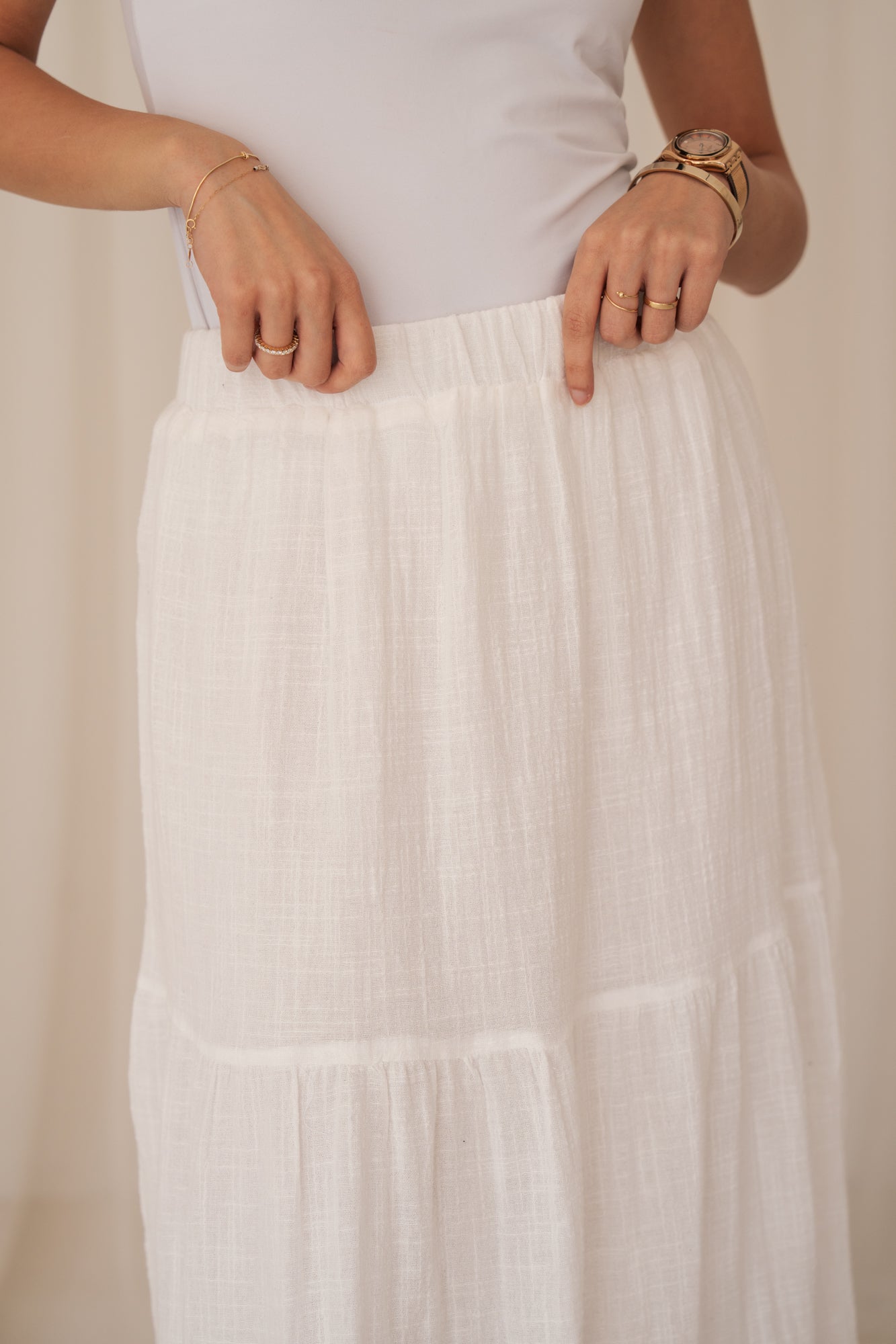 Summer Linen Skirt in White
