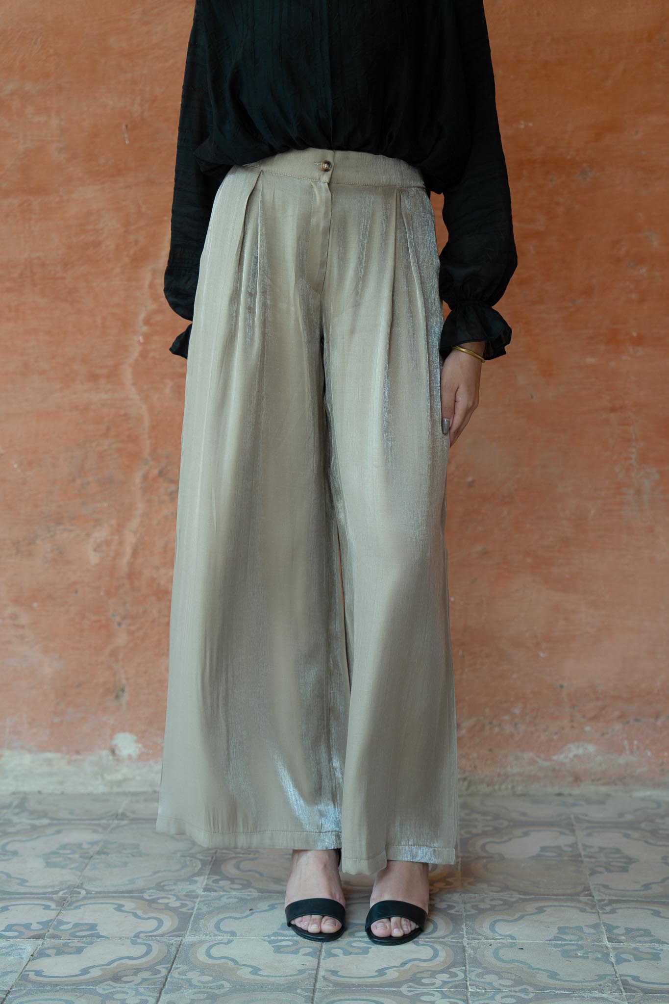 Shiny Shimmer Pants in Cafe