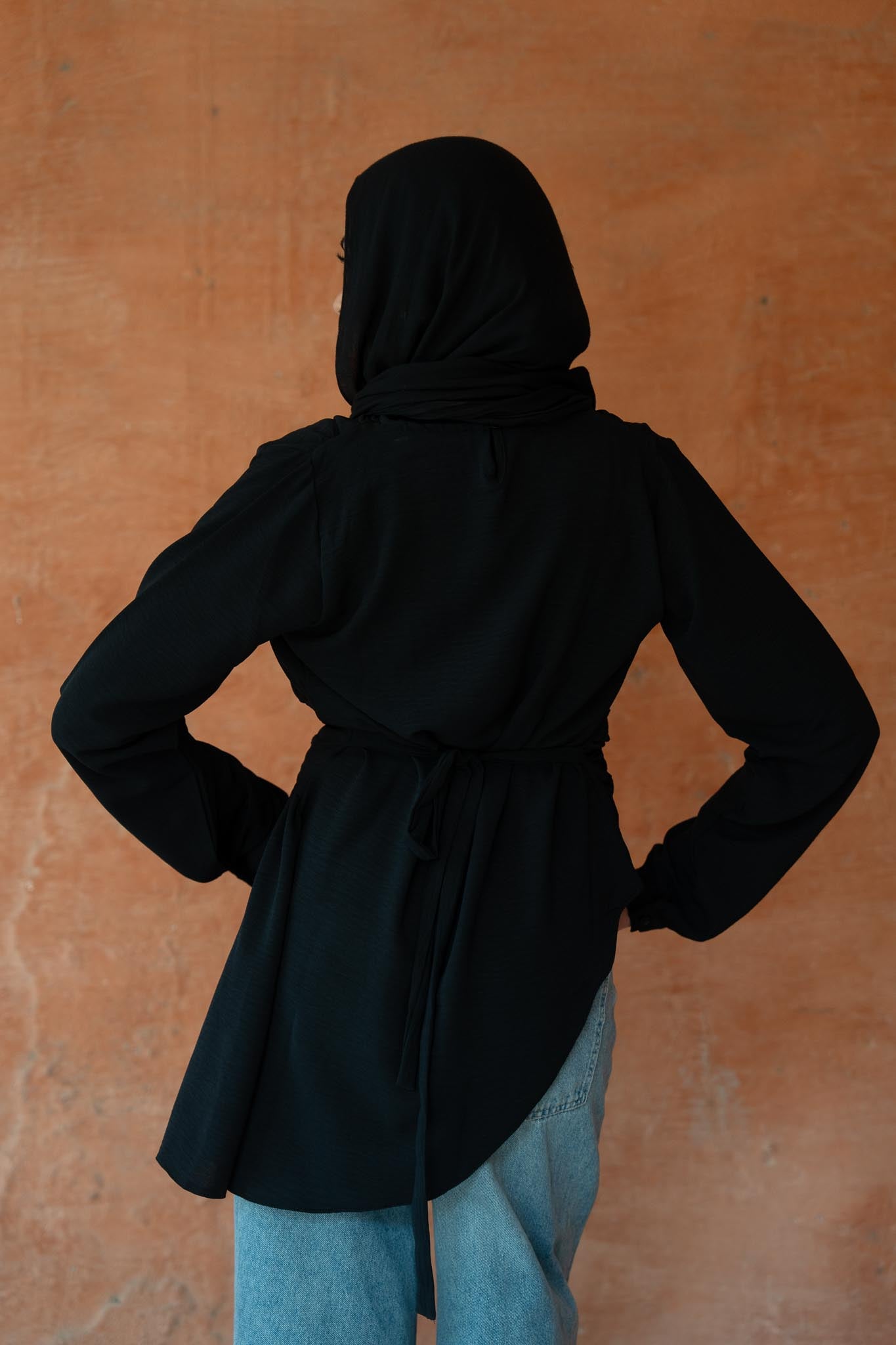 “Graceful Breeze” Flowy Blouse in Black