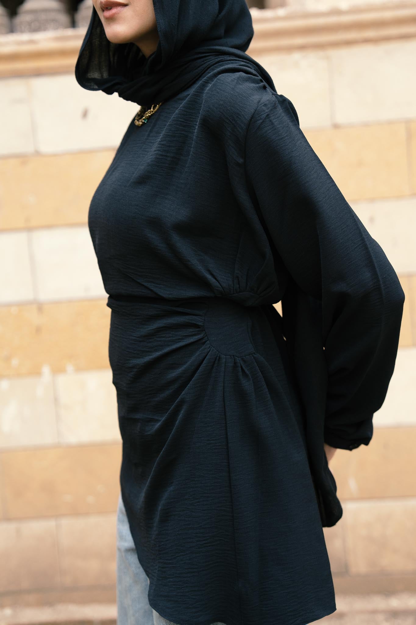 “Graceful Breeze” Flowy Blouse in Black