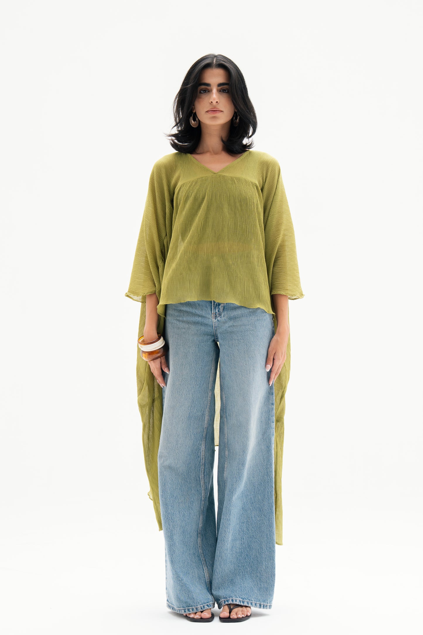 Asymmetric Chiffon Blouse in Lime