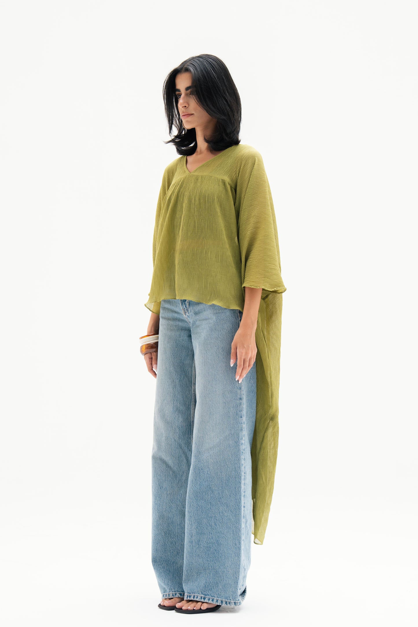 Asymmetric Chiffon Blouse in Lime