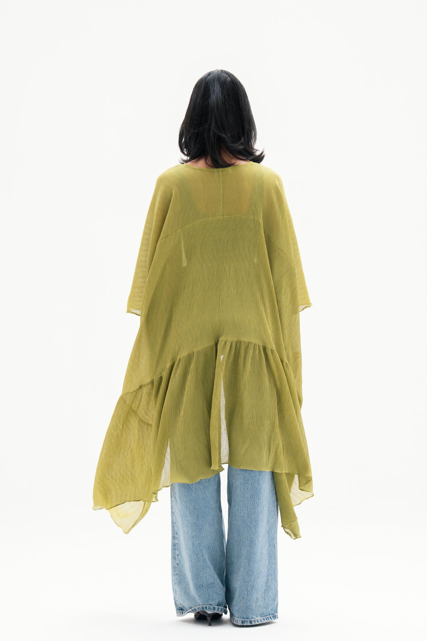 Asymmetric Chiffon Blouse in Lime