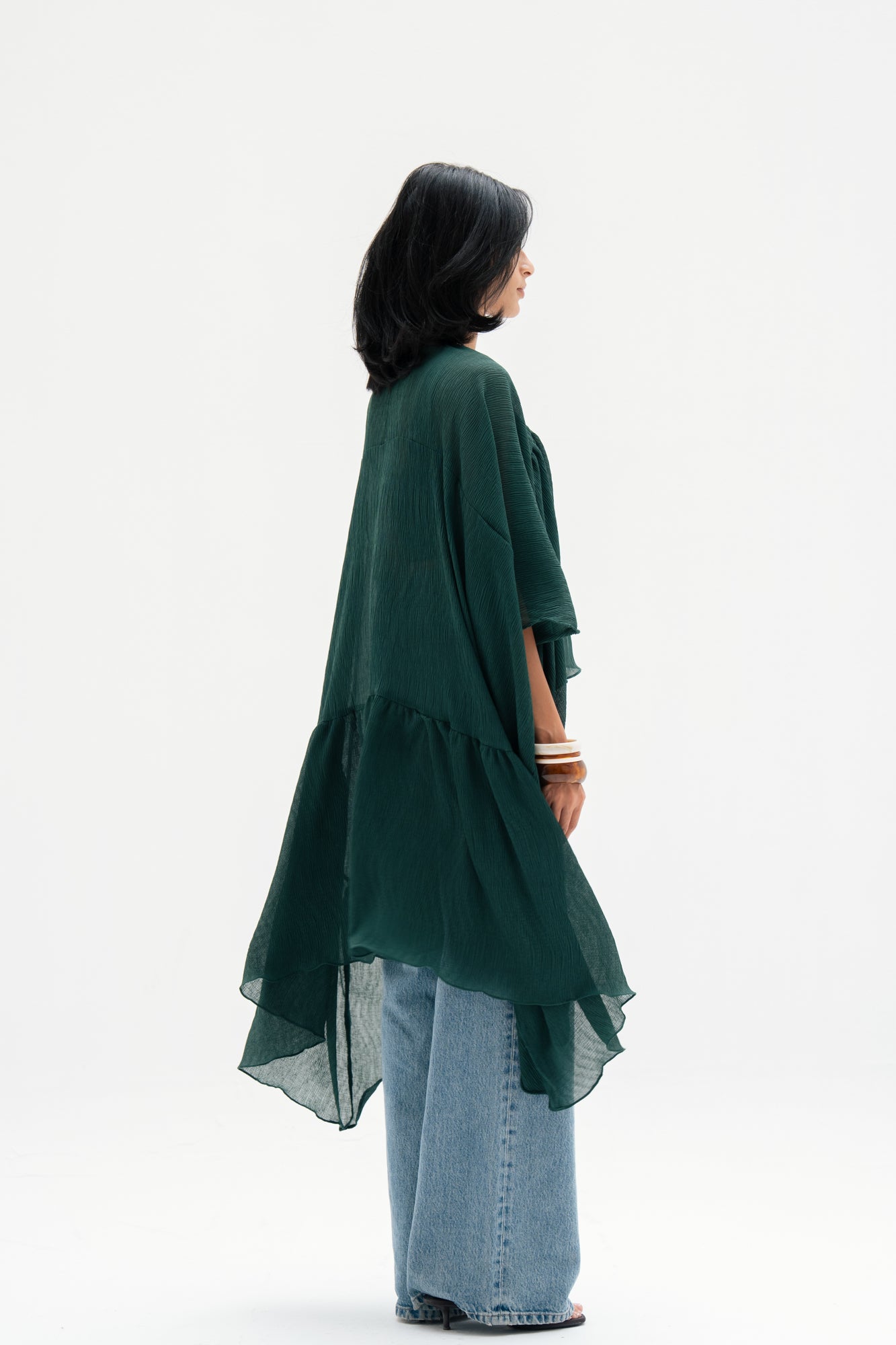 Asymmetric Chiffon Blouse in Green