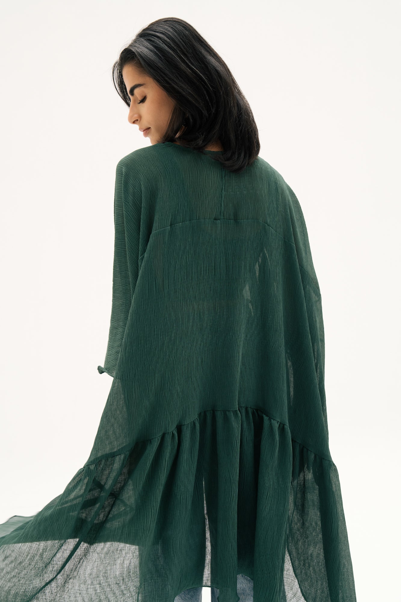Asymmetric Chiffon Blouse in Green