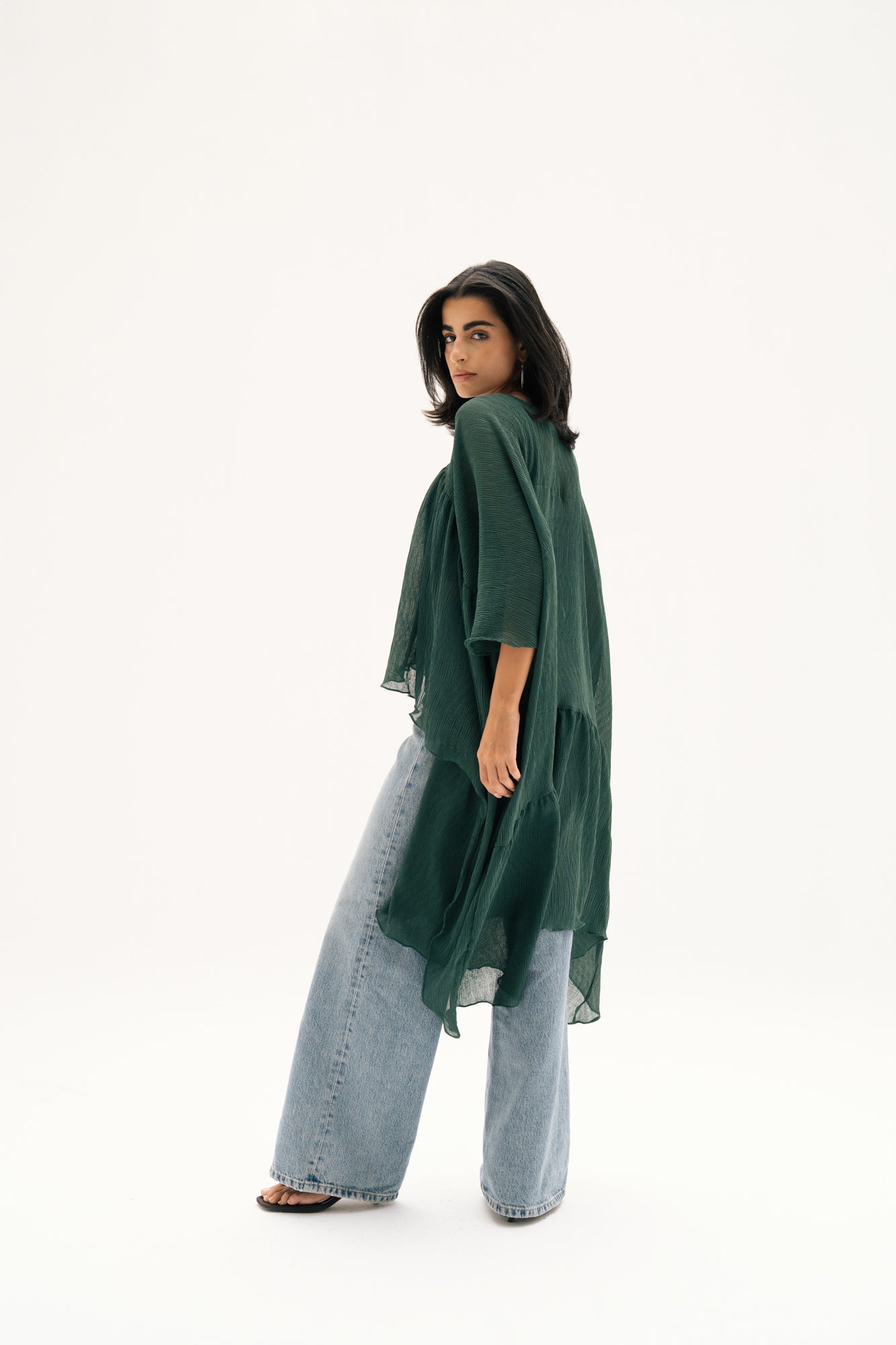 Asymmetric Chiffon Blouse in Green