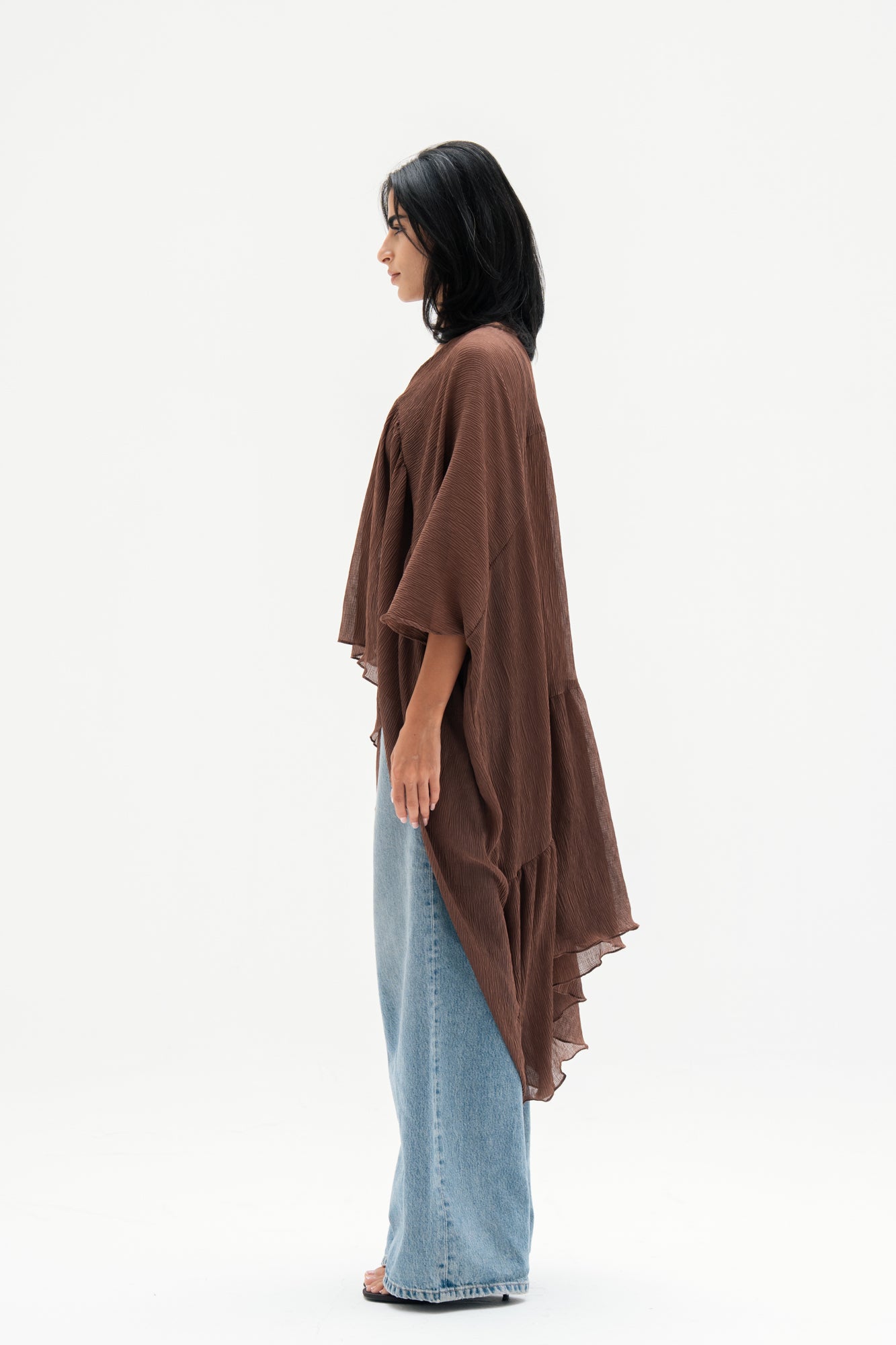 Asymmetric Chiffon Blouse in Brown