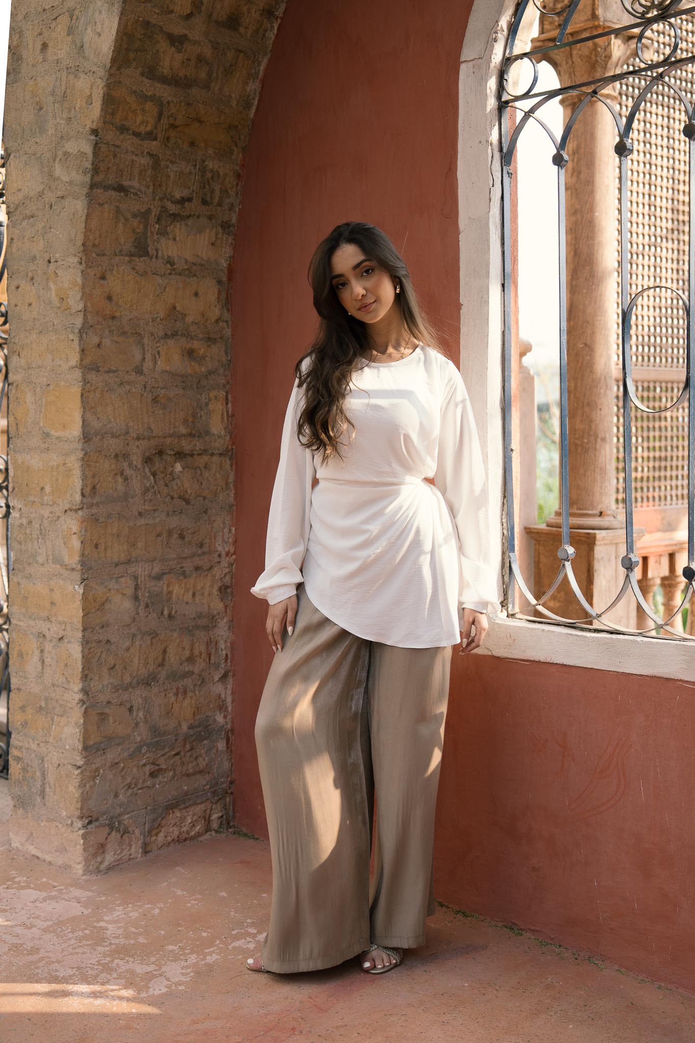 “Graceful Breeze” Flowy Blouse in Off-White