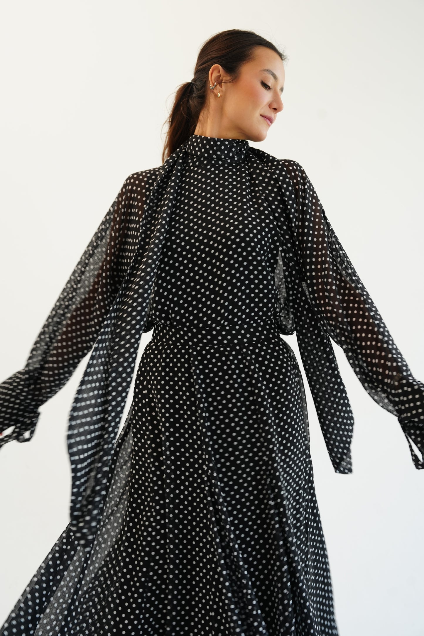 Layali Polka Dots Skirt in Black