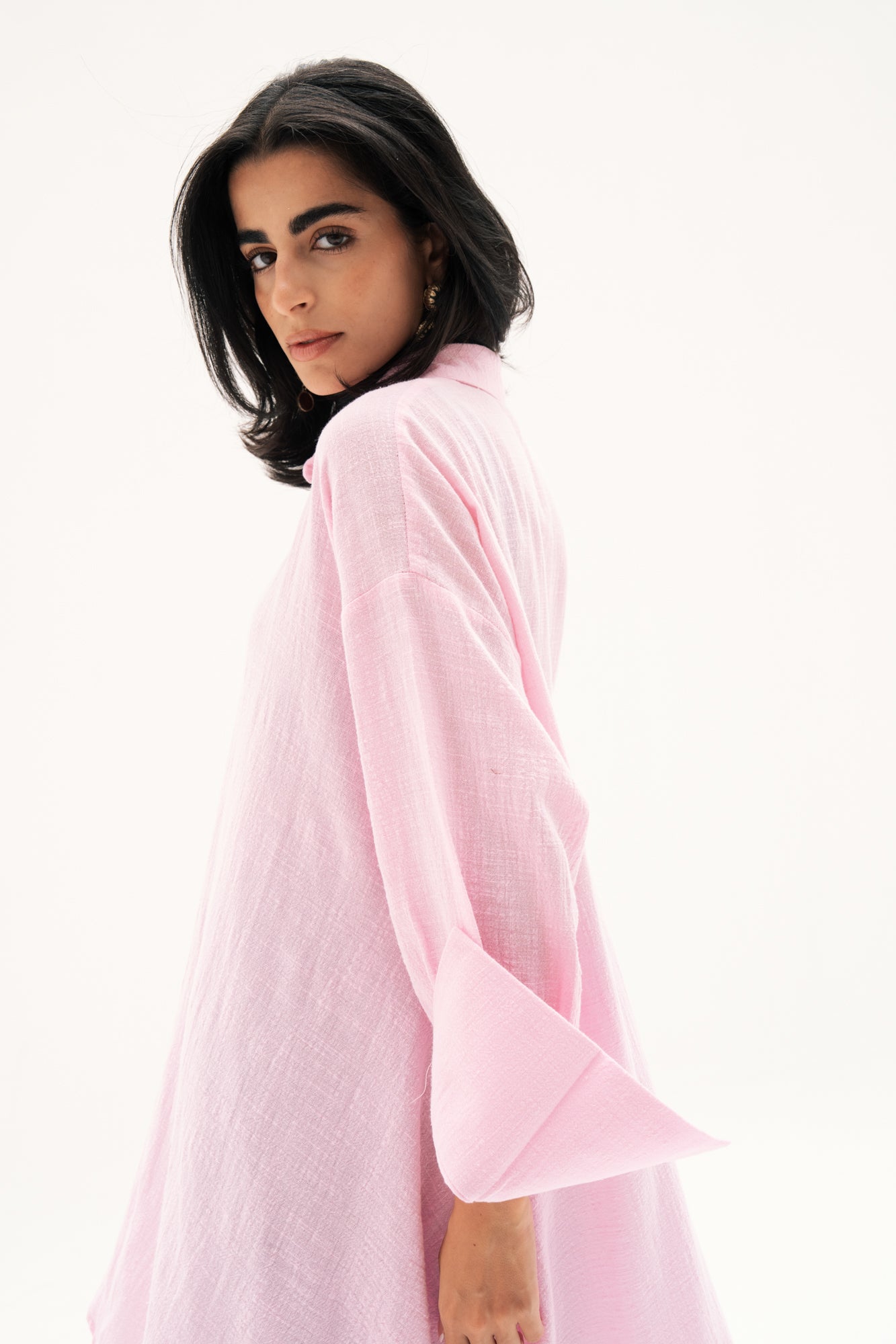 Asymmetric Linen Shirt in Pink