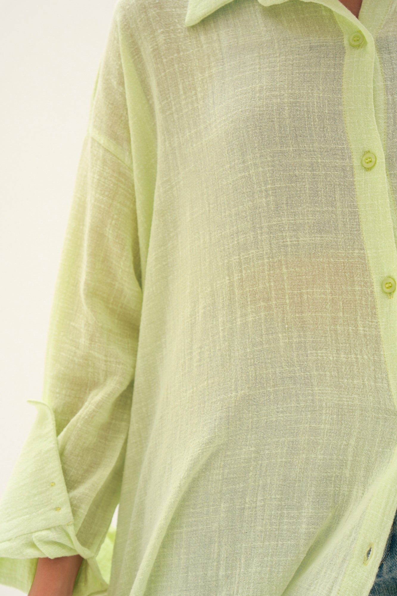 Asymmetric Linen Shirt in Apple Green