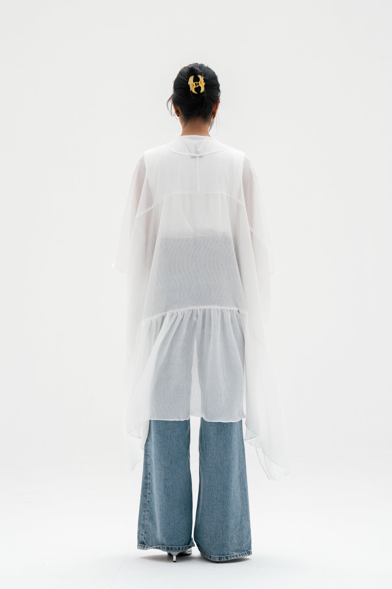 Asymmetric Chiffon Blouse in White