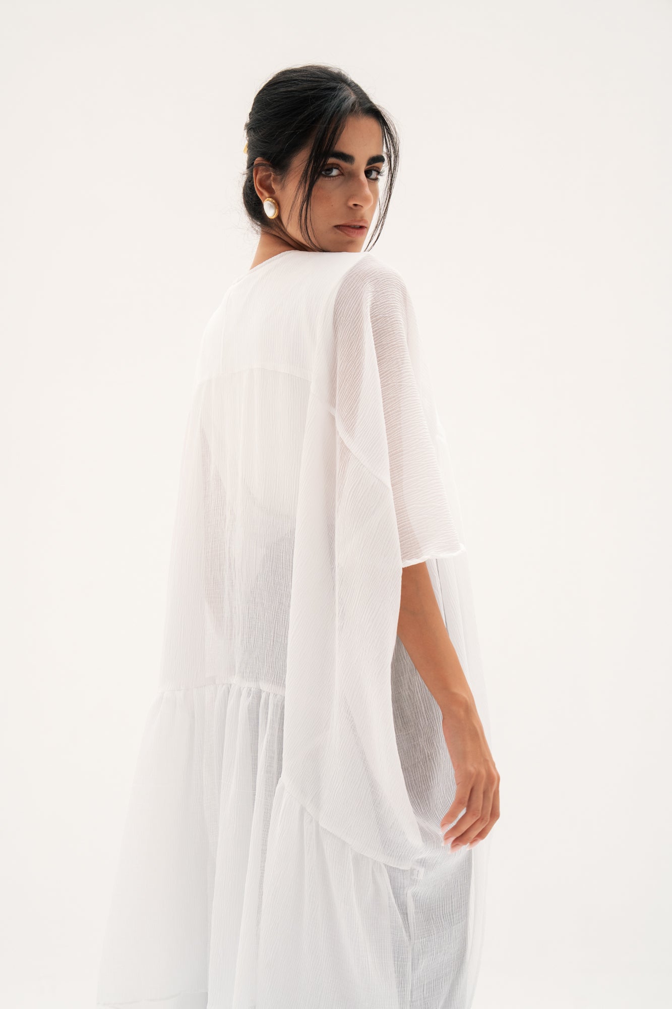 Asymmetric Chiffon Blouse in White