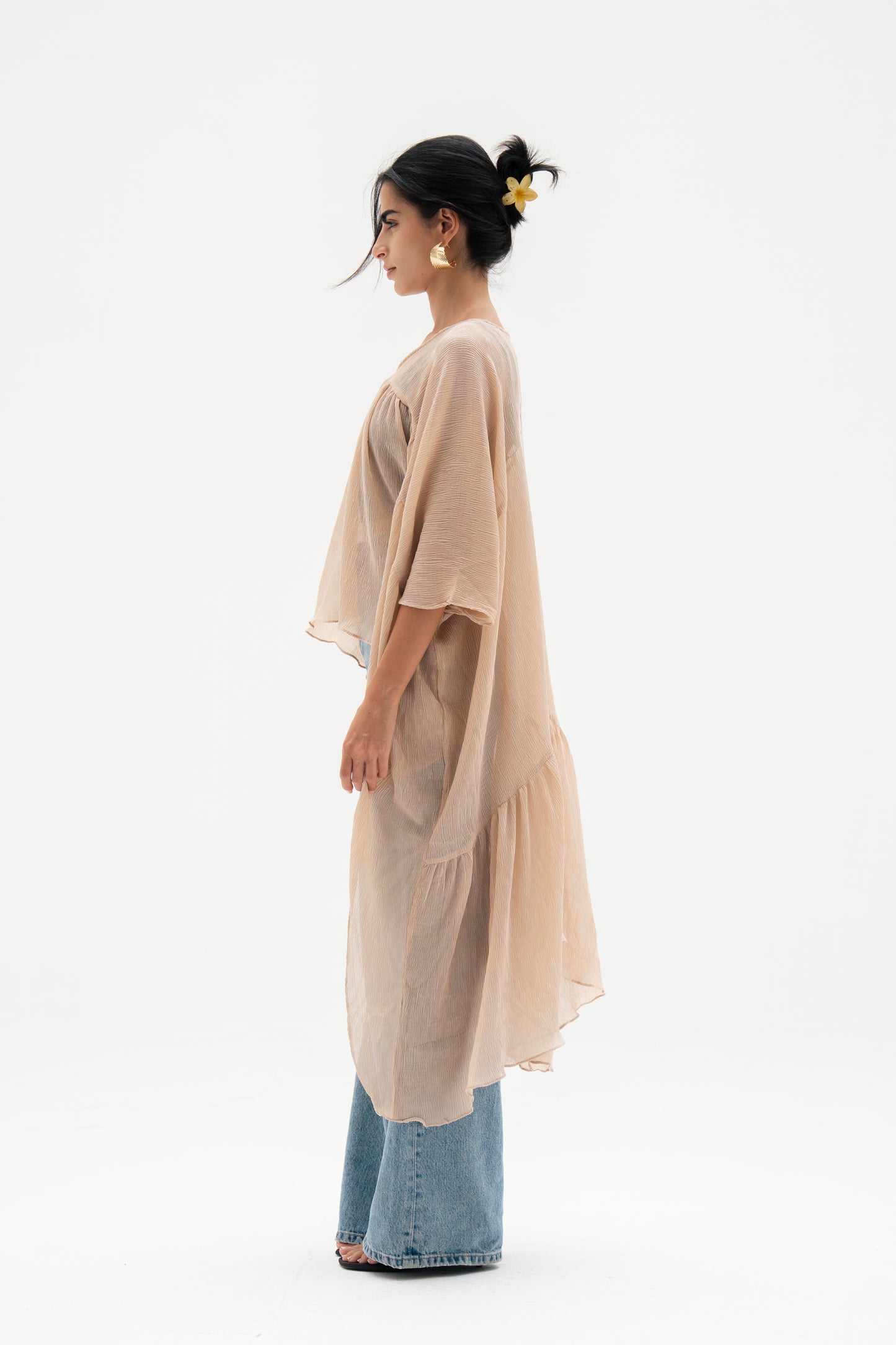 Asymmetric Chiffon Blouse in Beige