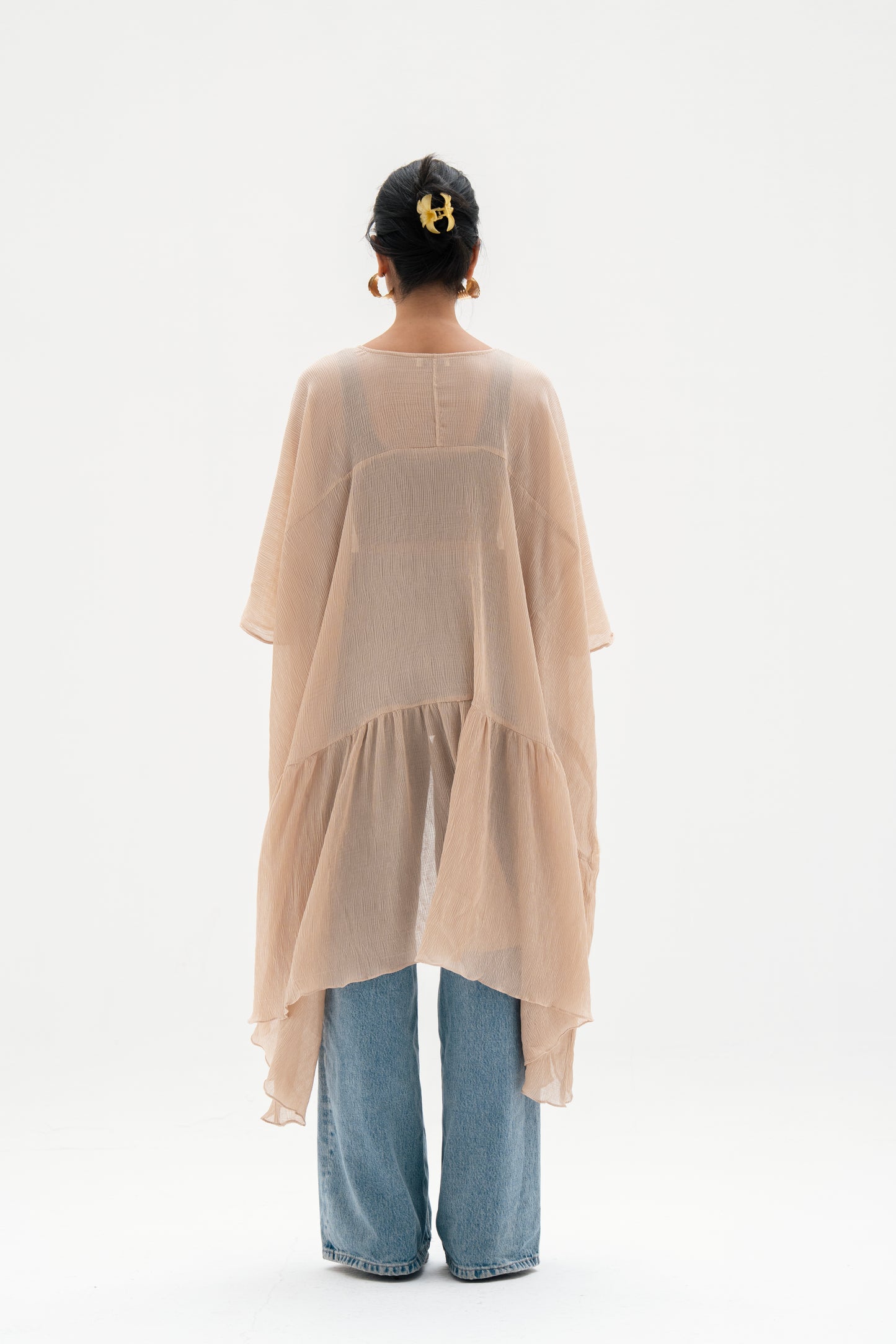 Asymmetric Chiffon Blouse in Beige