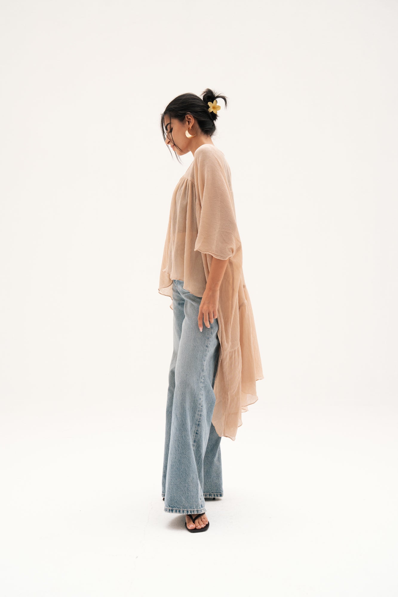 Asymmetric Chiffon Blouse in Beige