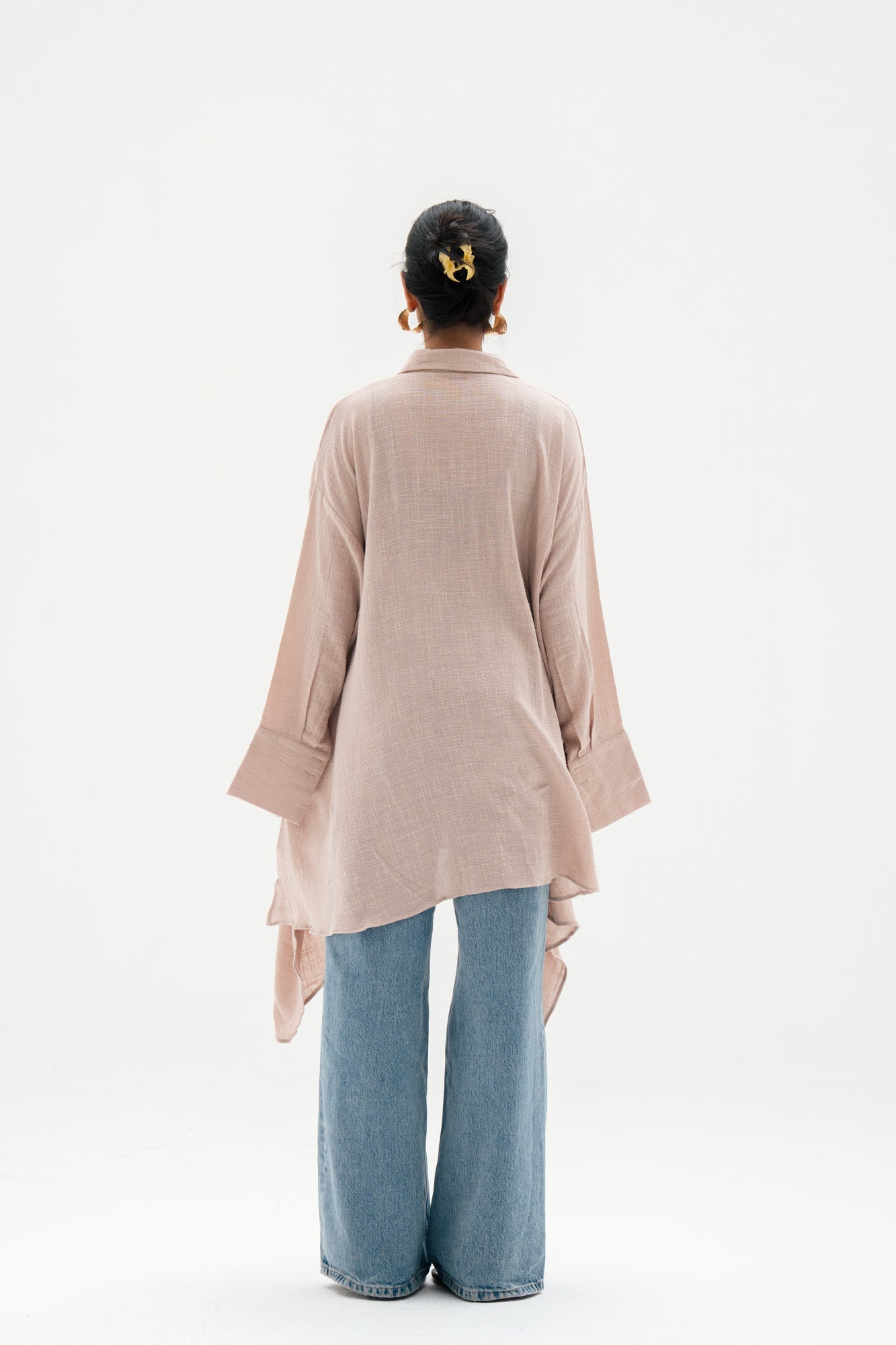 Asymmetric Linen Shirt in Beige