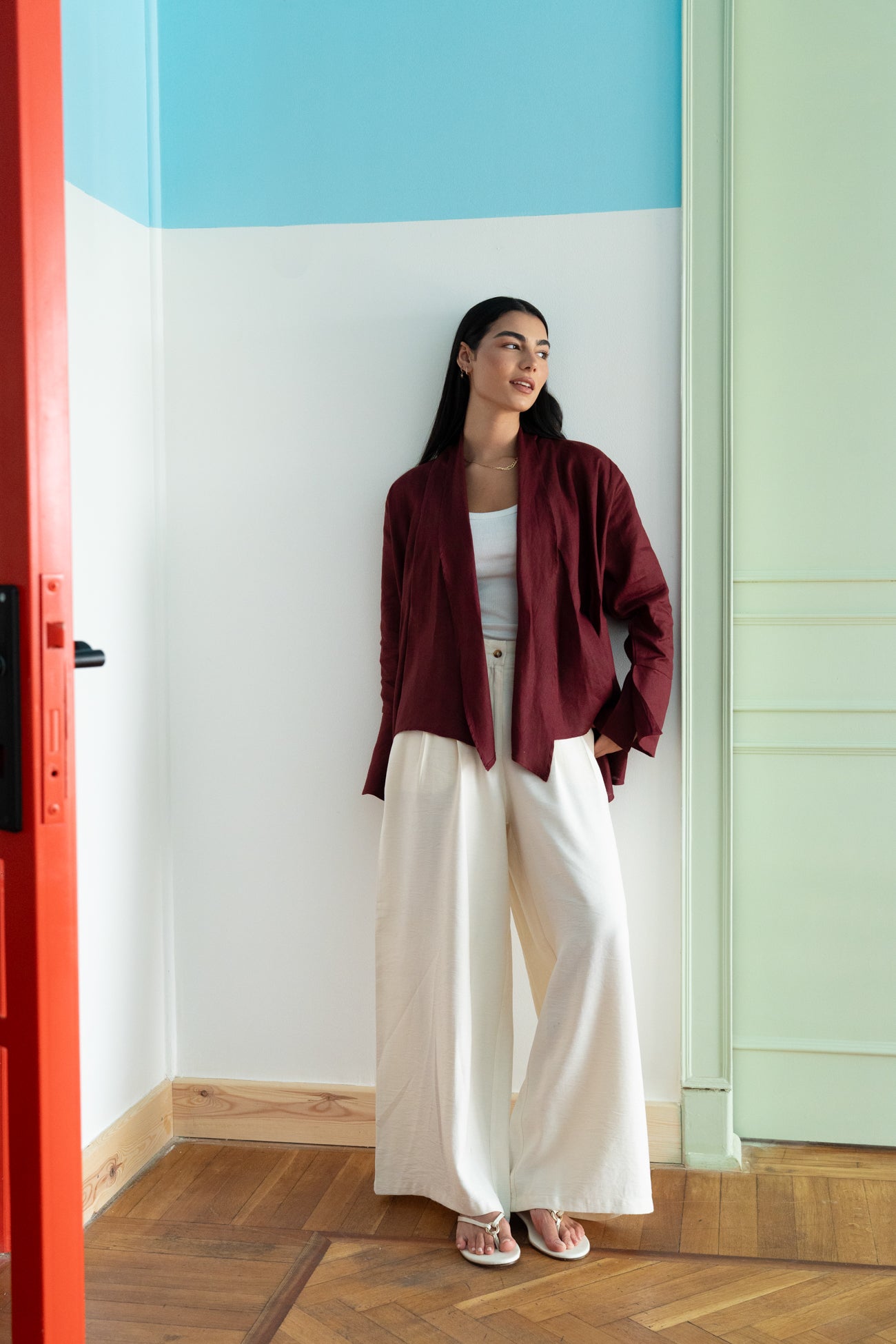 Flow Wide-Leg Pants in Creamy Offwhite