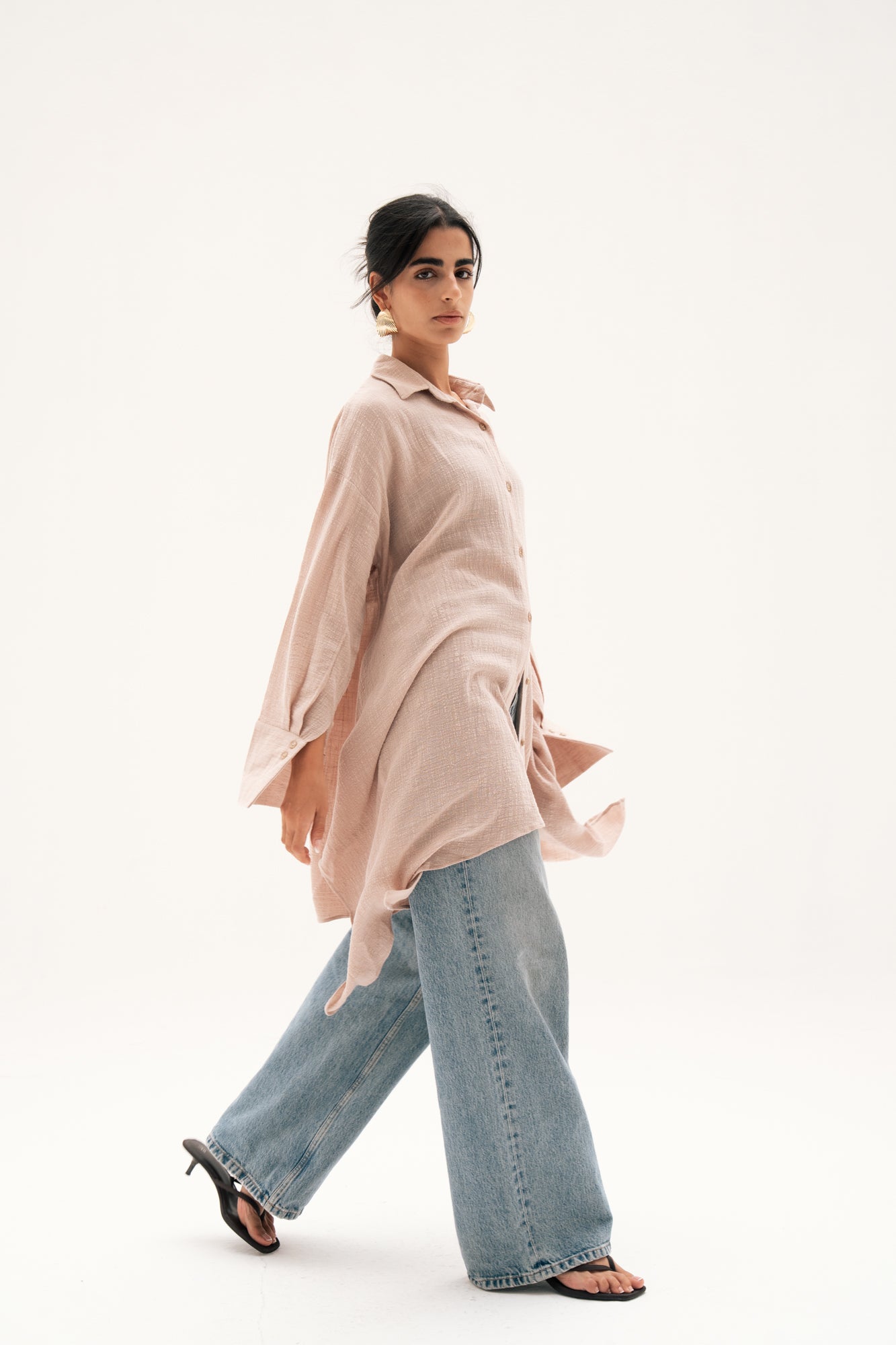 Asymmetric Linen Shirt in Beige
