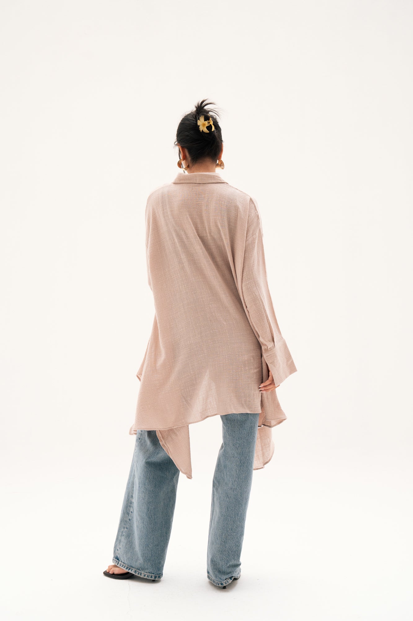 Asymmetric Linen Shirt in Beige