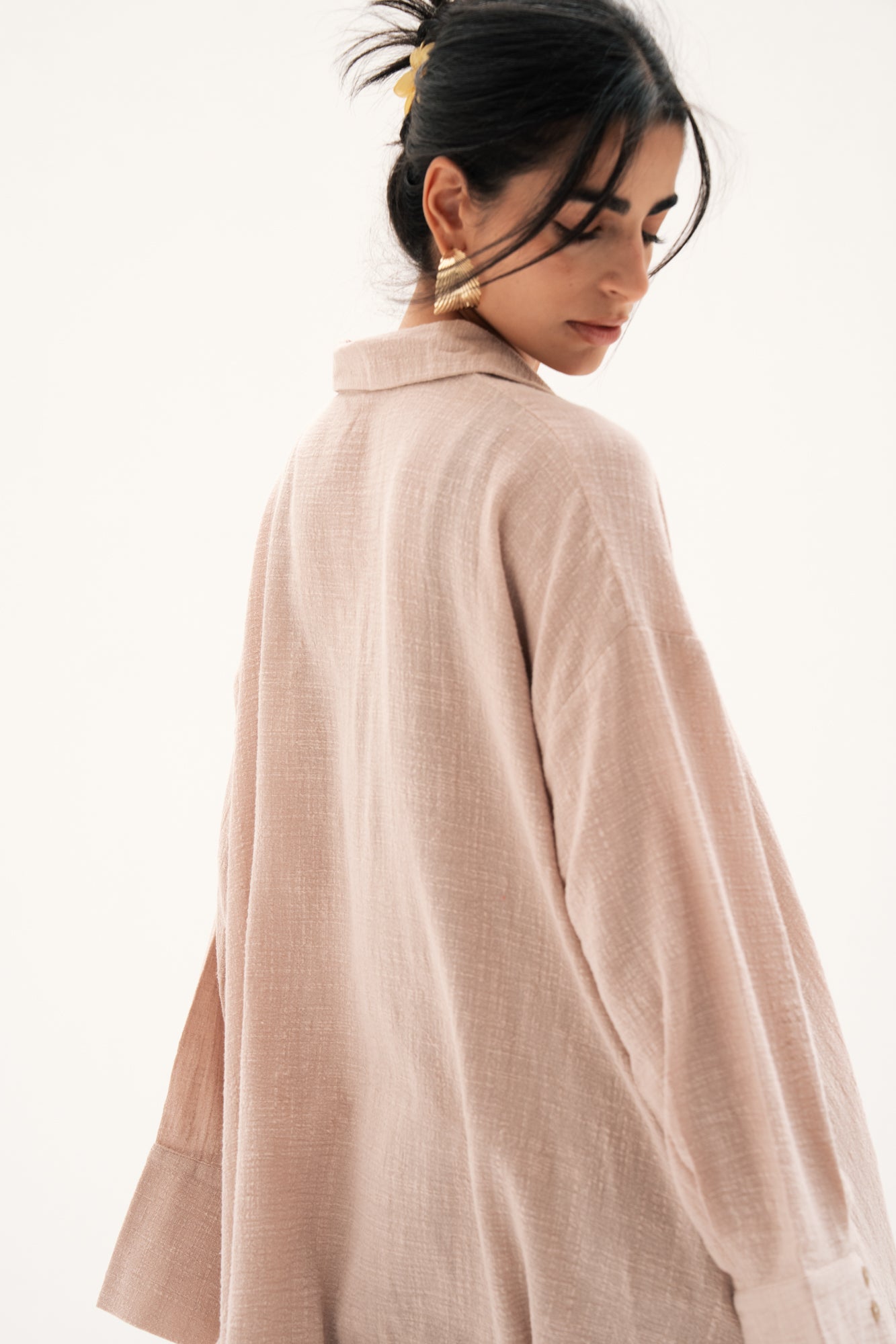 Asymmetric Linen Shirt in Beige