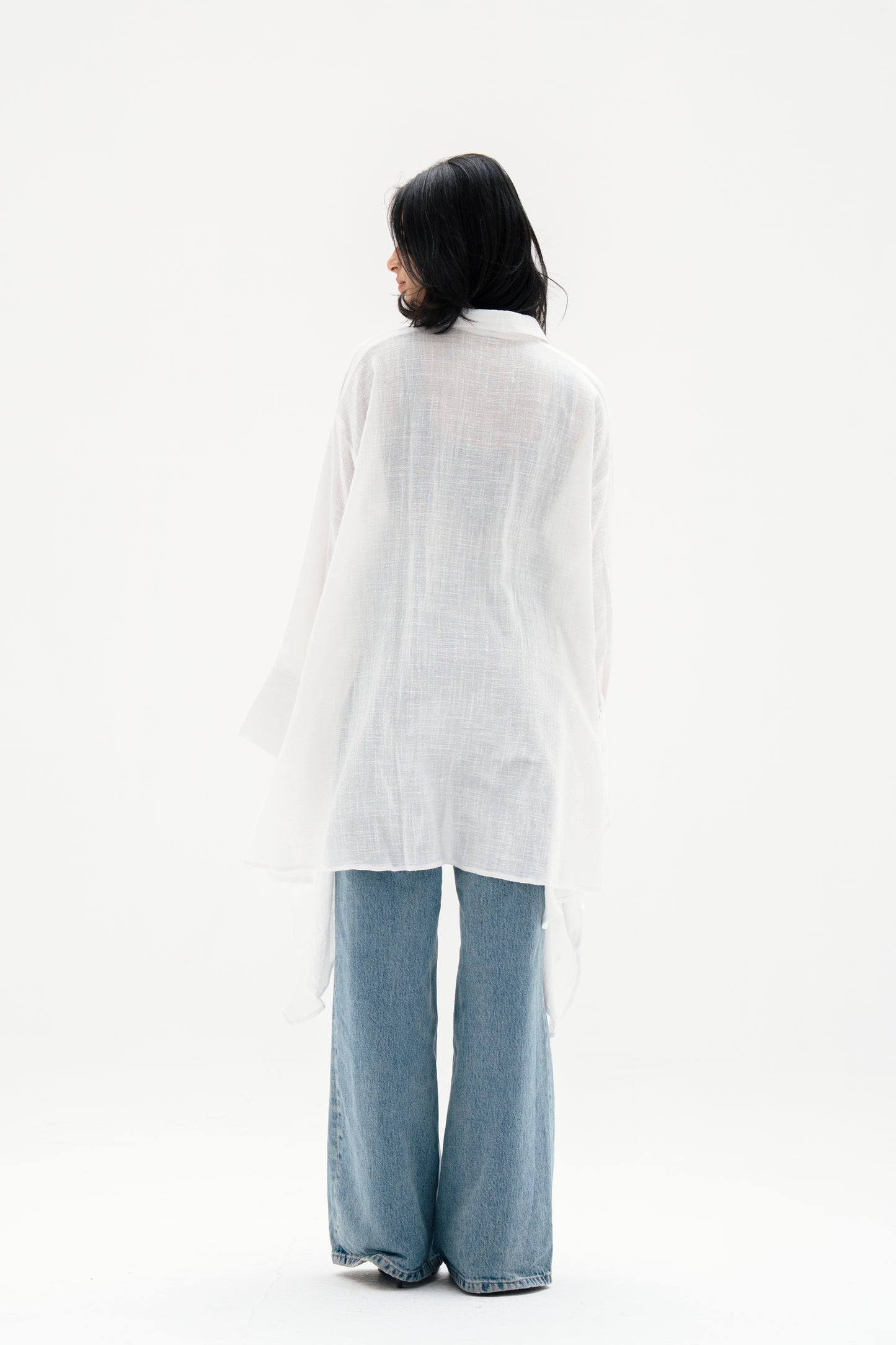 Asymmetric Linen Shirt in White