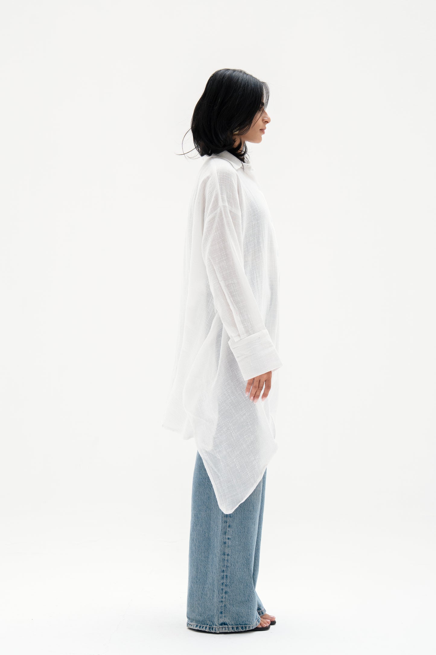 Asymmetric Linen Shirt in White